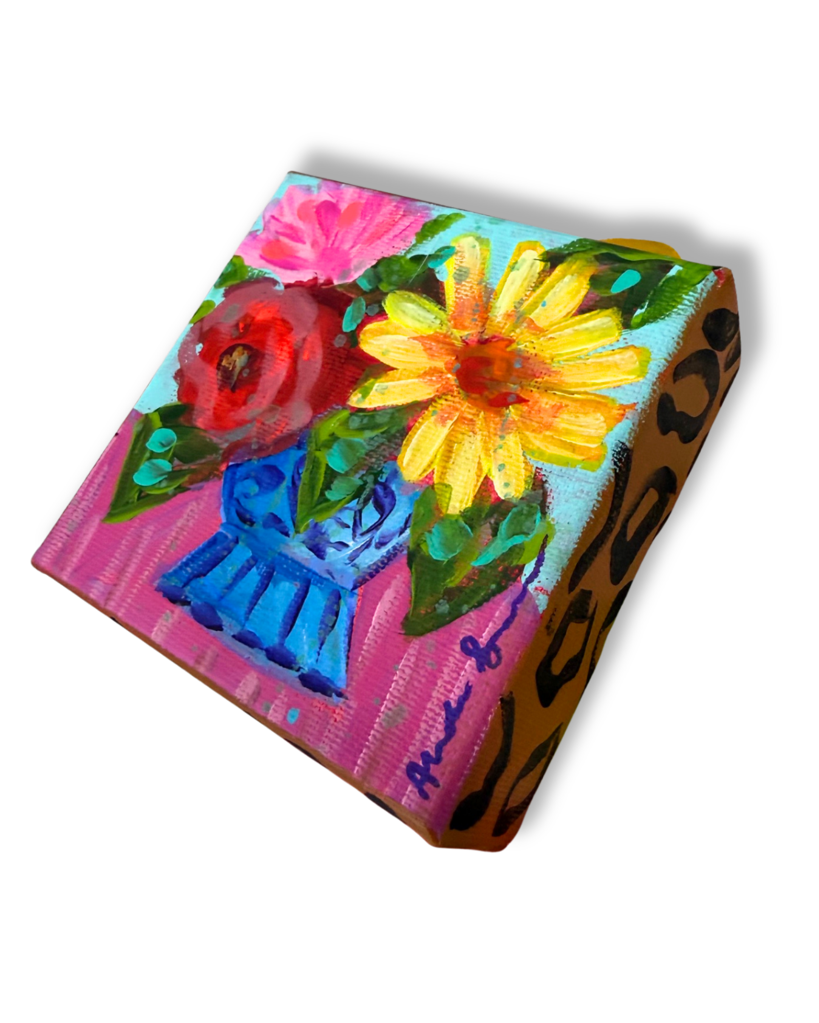 Floral Bouquet 4x4 Original Painting | Whimsical Home Decor Art
