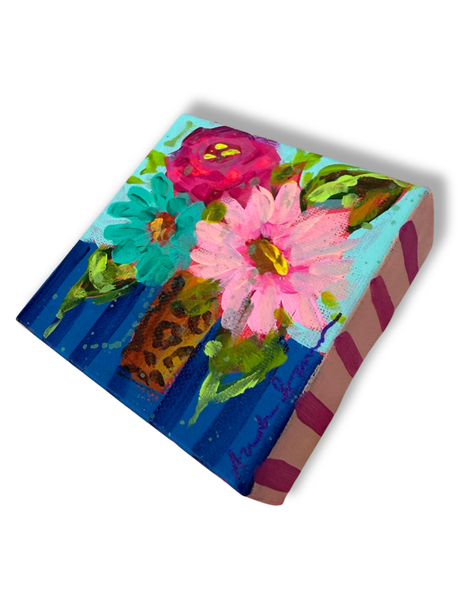 Floral Bouquet 4x4 Original Painting | Whimsical Home Decor Art