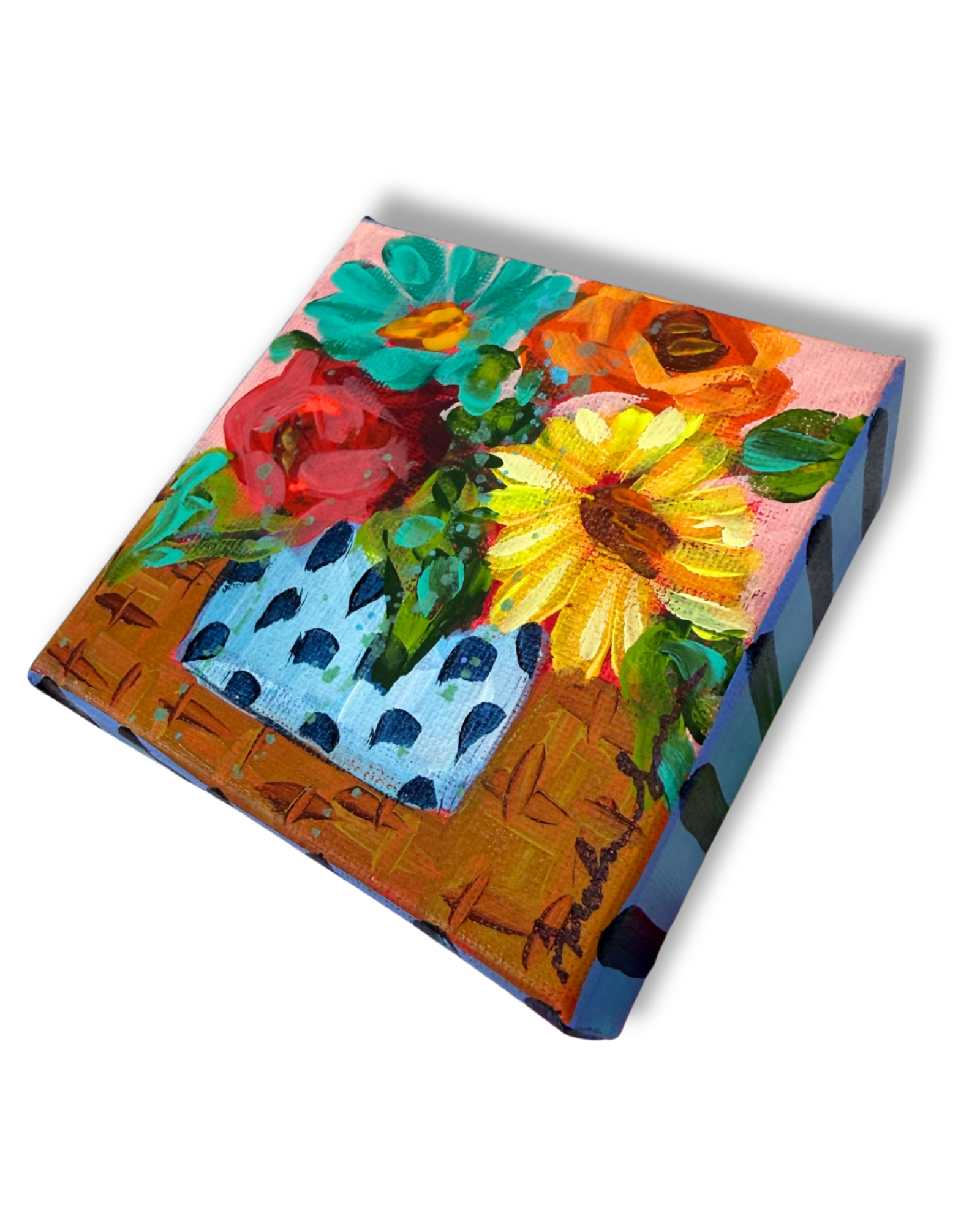 Floral Bouquet 4x4 Original Painting | Whimsical Home Decor Art