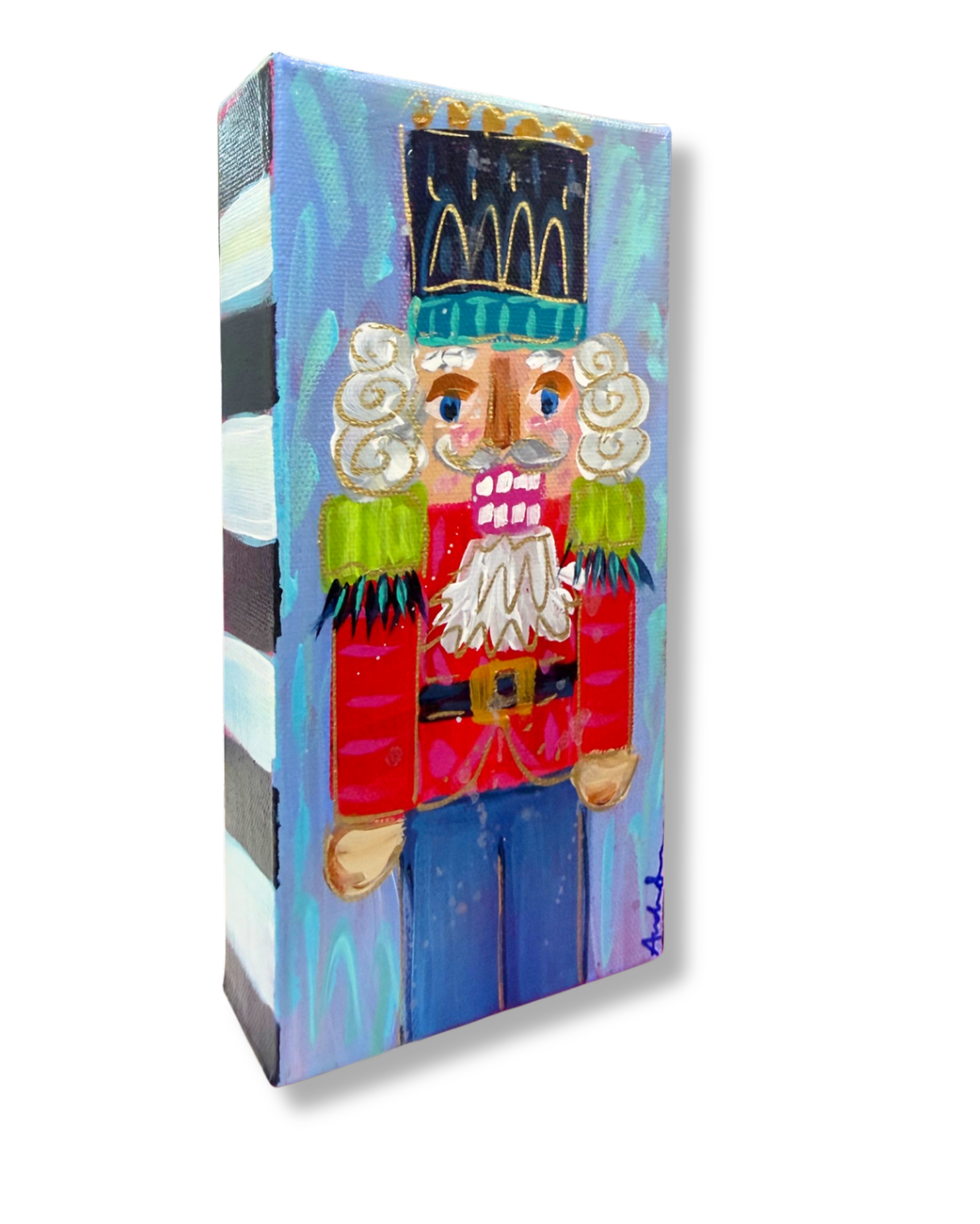 Nutcracker 4x8 Original Painting | Whimsical Christmas Art Decor