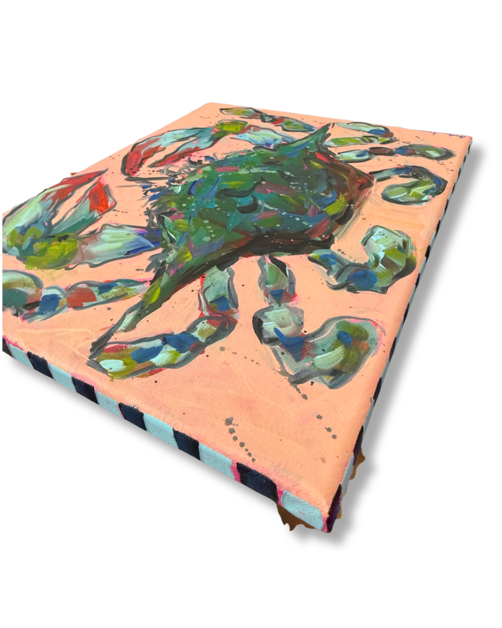 Blue Crab Original Painting | Whimsical Coastal Home Decor Art