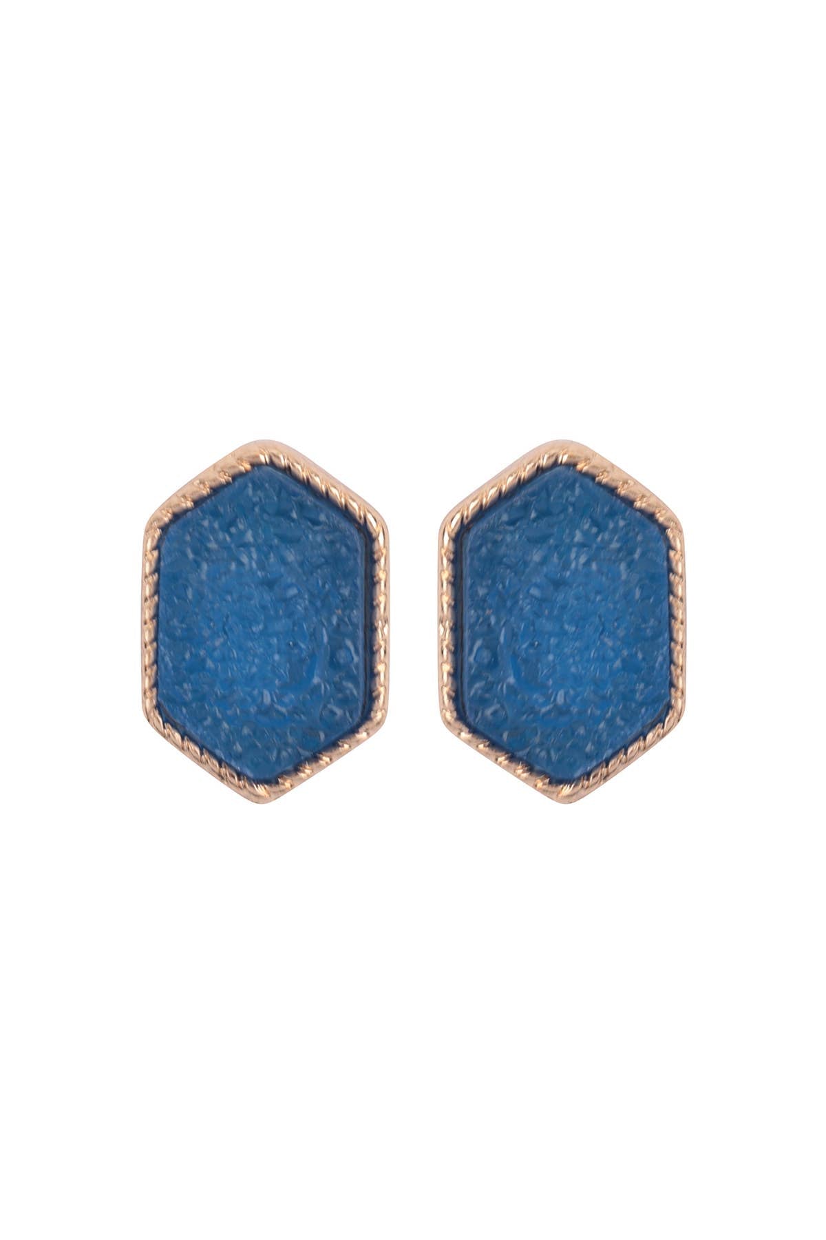 VE2334 - DRUZY HEXAGON POST EARRINGS: IRIDISCENT