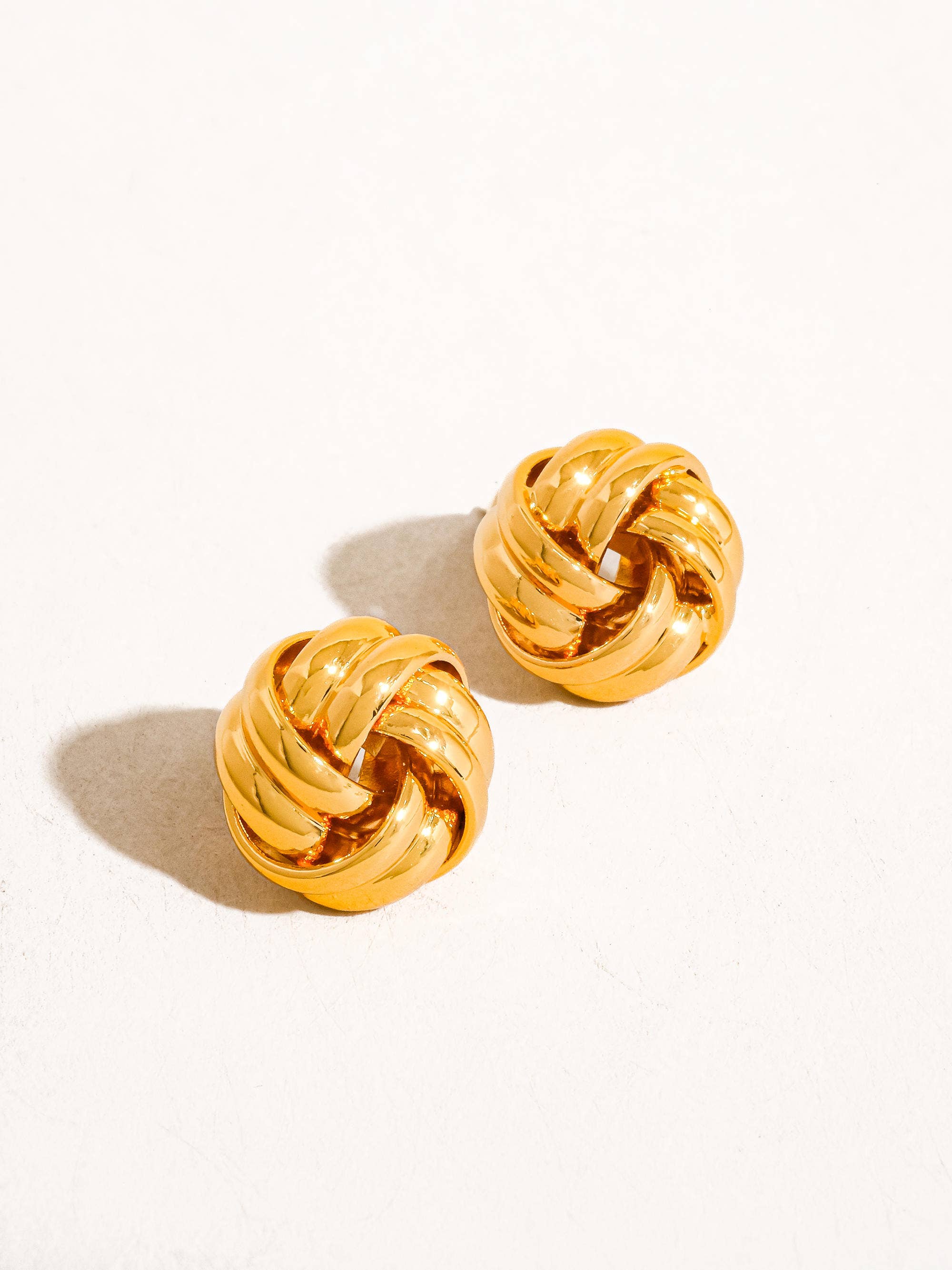 Alexa 18K Gold Basket Weaved Classic Studs: Yellow Gold