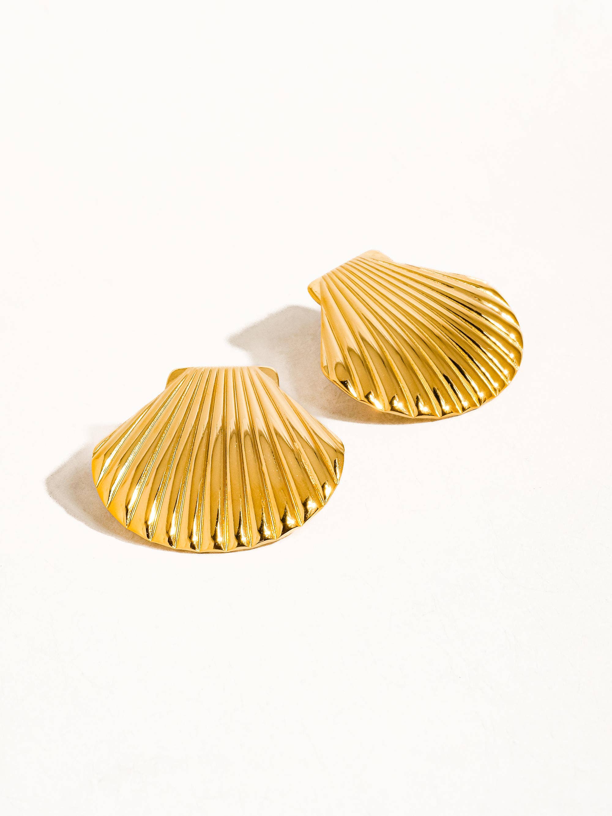 Cece 18K Gold Non-Tarnish Shell Studs: Yellow Gold