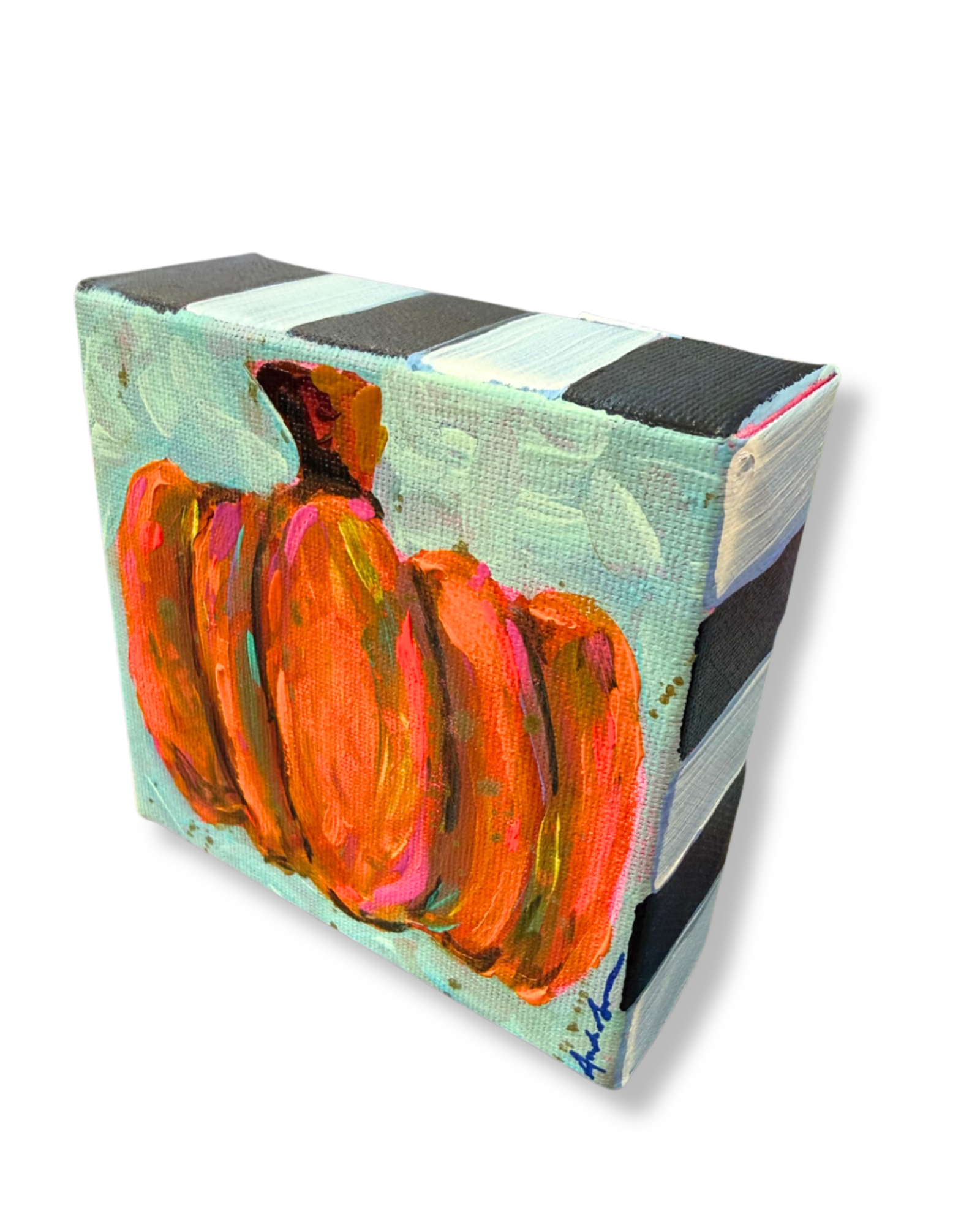 Pumpkin Original Painting | Whimsical Fall Halloween Home Decor Art