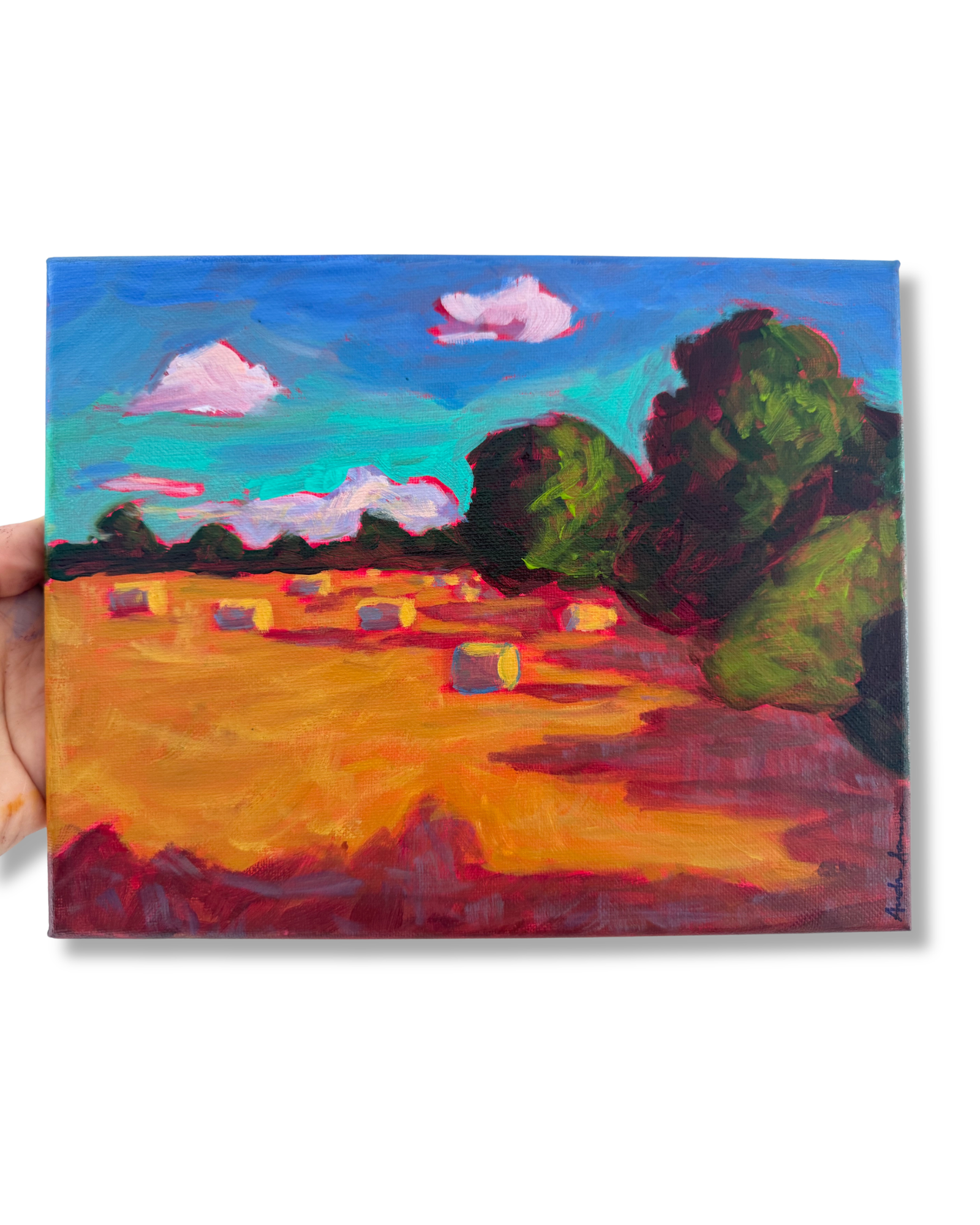 Irish Morning Field Original 8x10 Painting | Landscape Home Decor Art