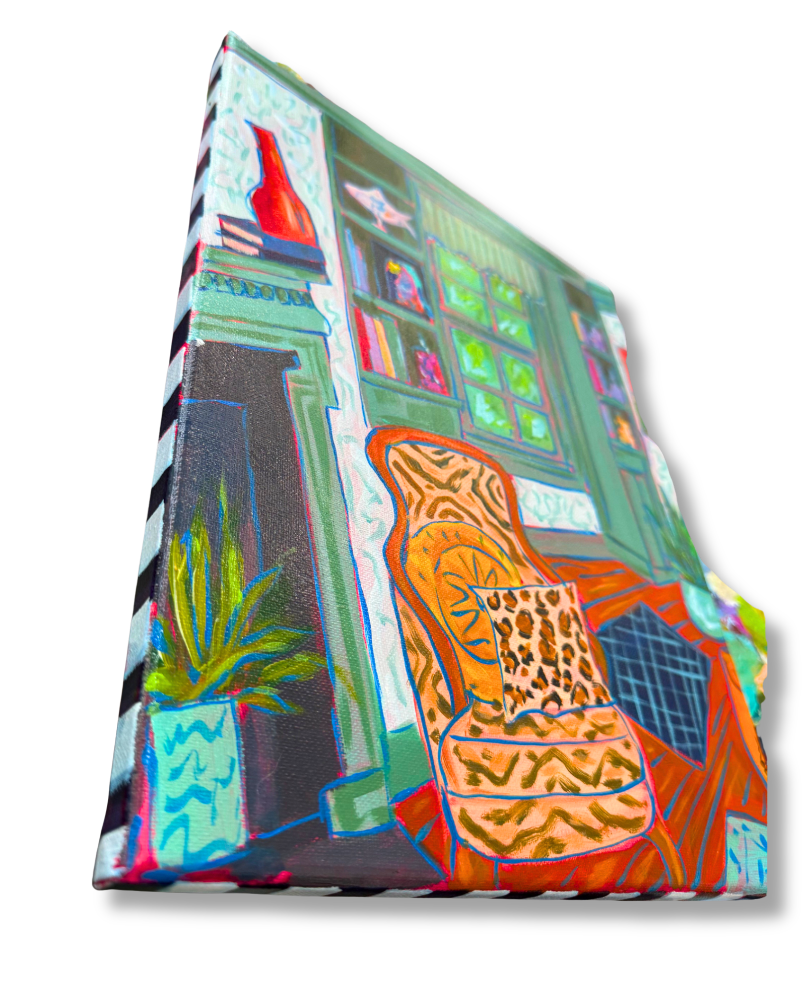 Living Room Original 11x14 Painting | Interior Maximalist Home Decor Art