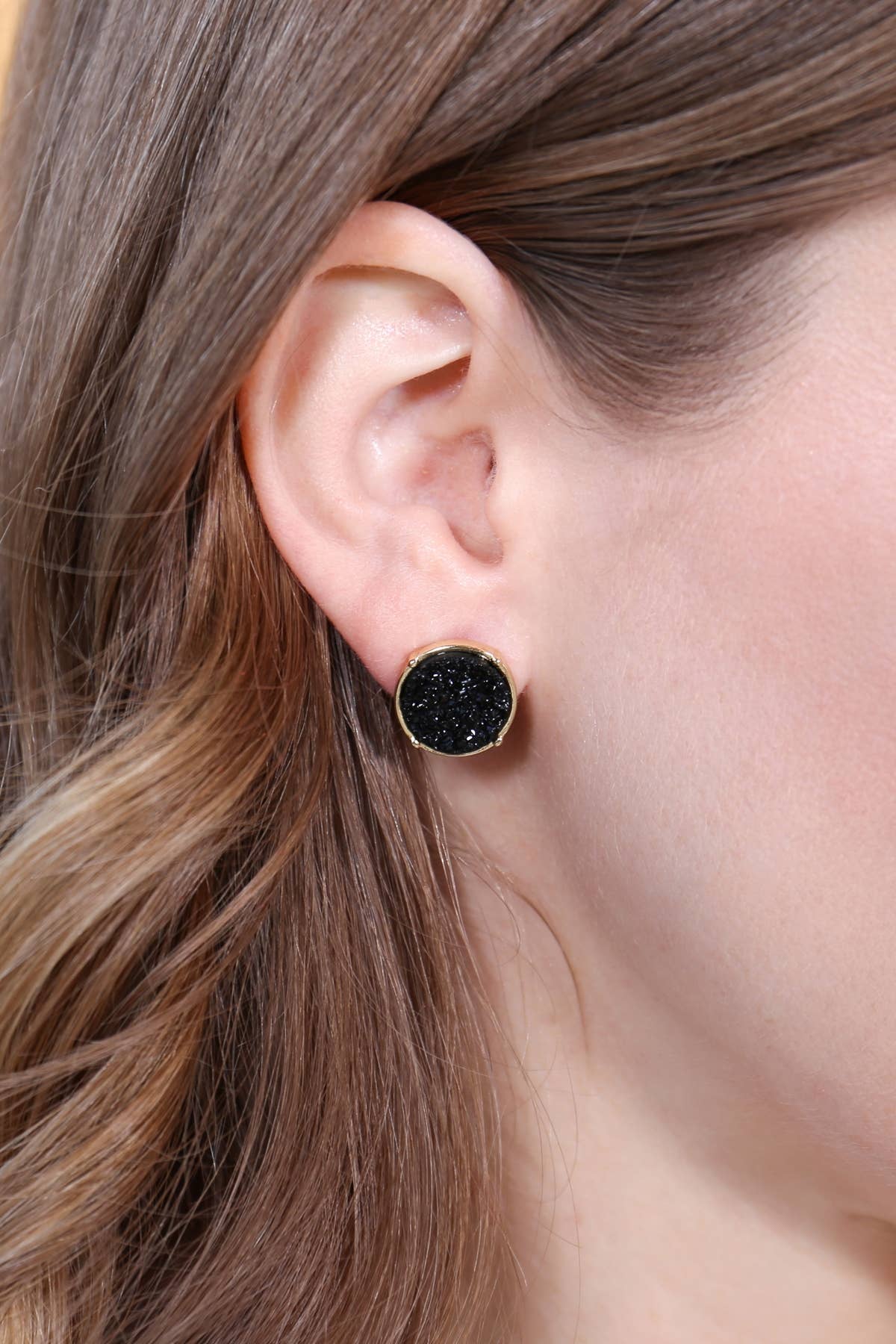 FE1921 - DRUZY ROUND POST EARRINGS: Blue