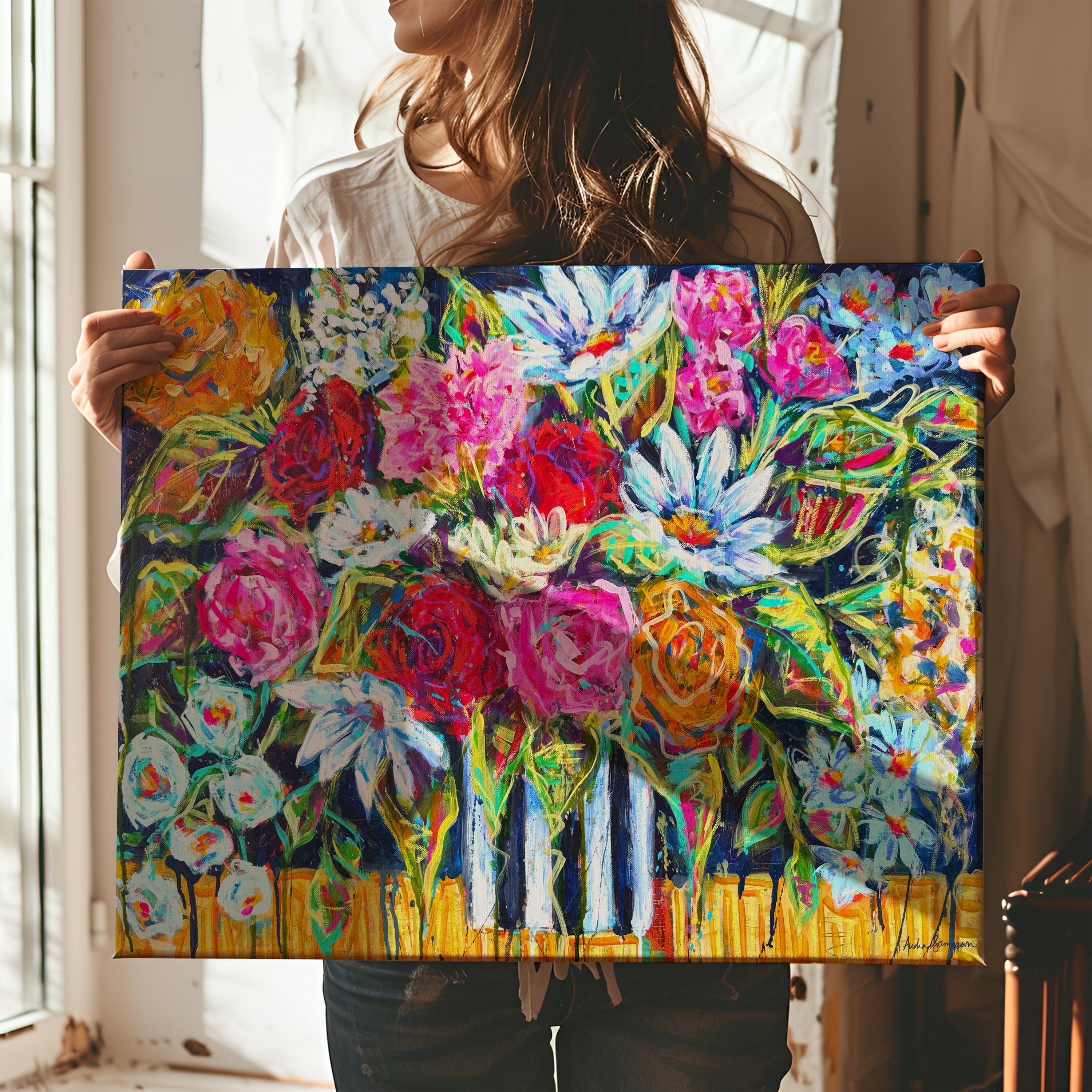 500 Miles Floral Print | Maximalist Flower Art by Audra Sampson Canvas Print