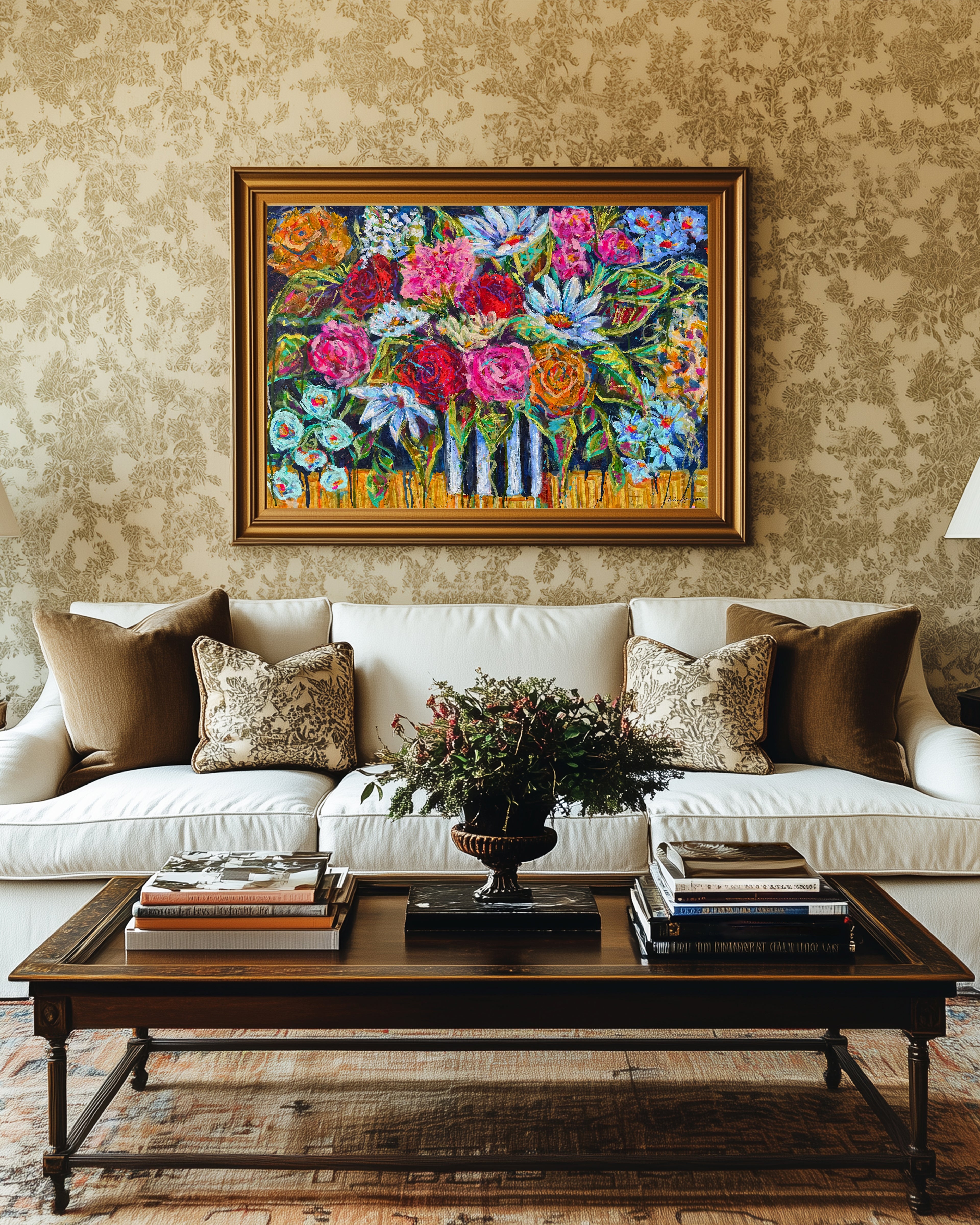 500 Miles Floral Print | Maximalist Flower Art by Audra Sampson