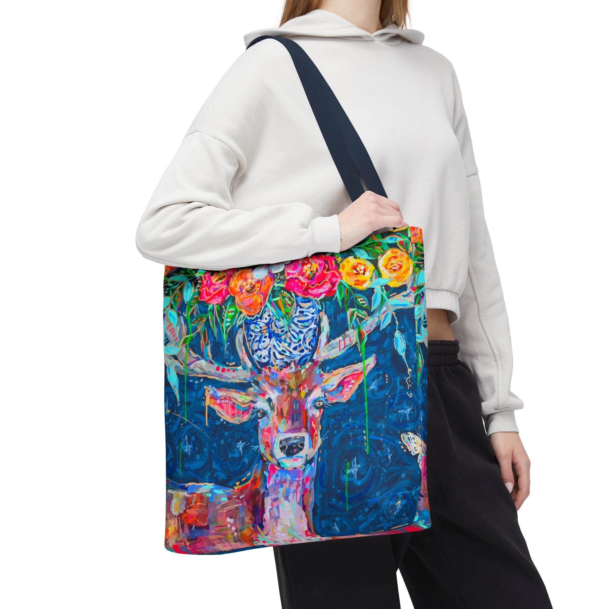 Deer and Bouquet Tote Bag