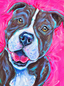 Pit Bull Original Painting on 16x20 Canvas