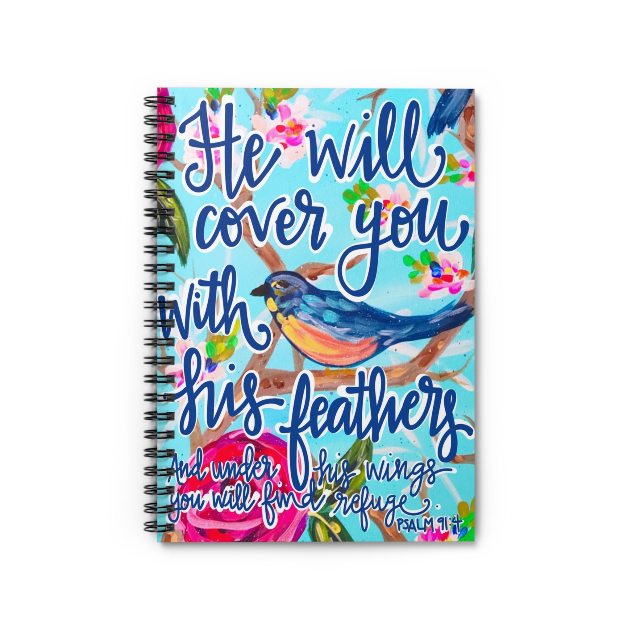 He Will Cover You Spiral Notebook - Ruled Line