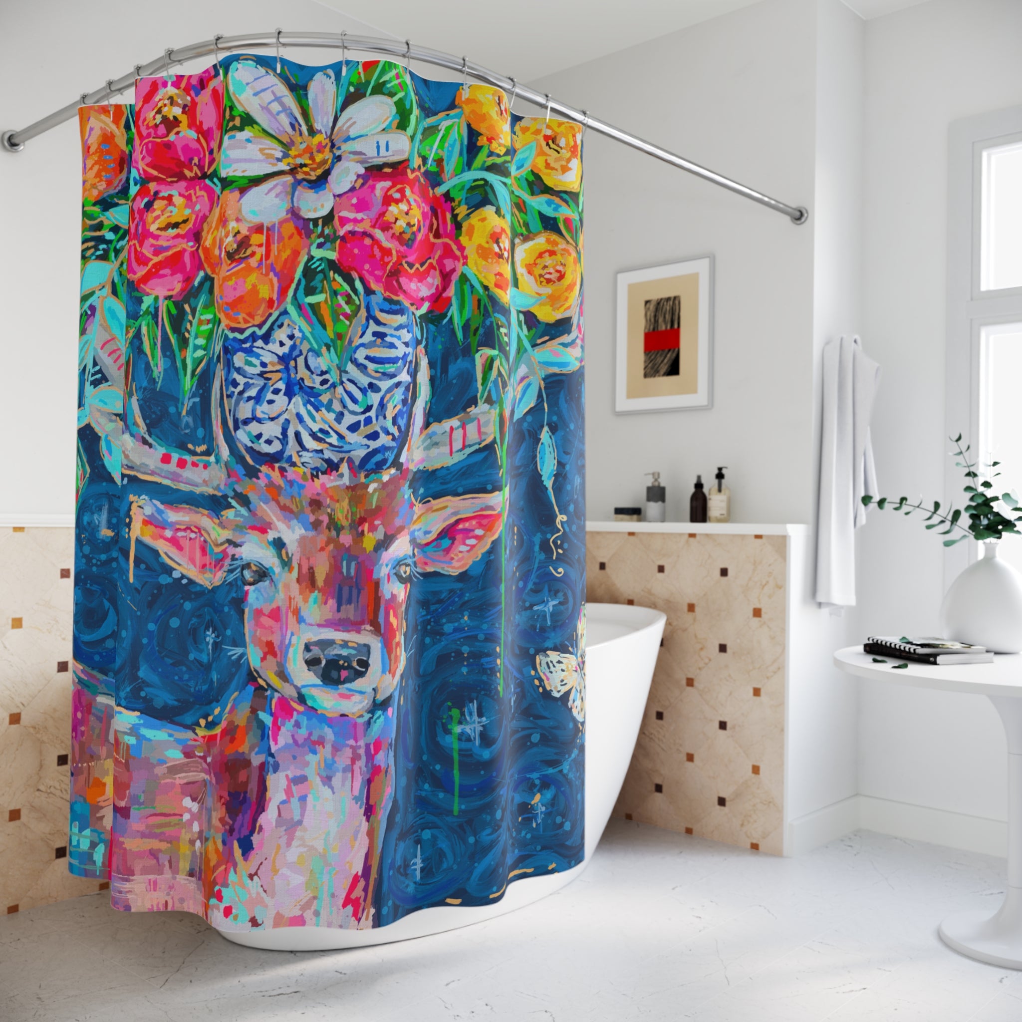 Deer and Bouquet Shower Curtains