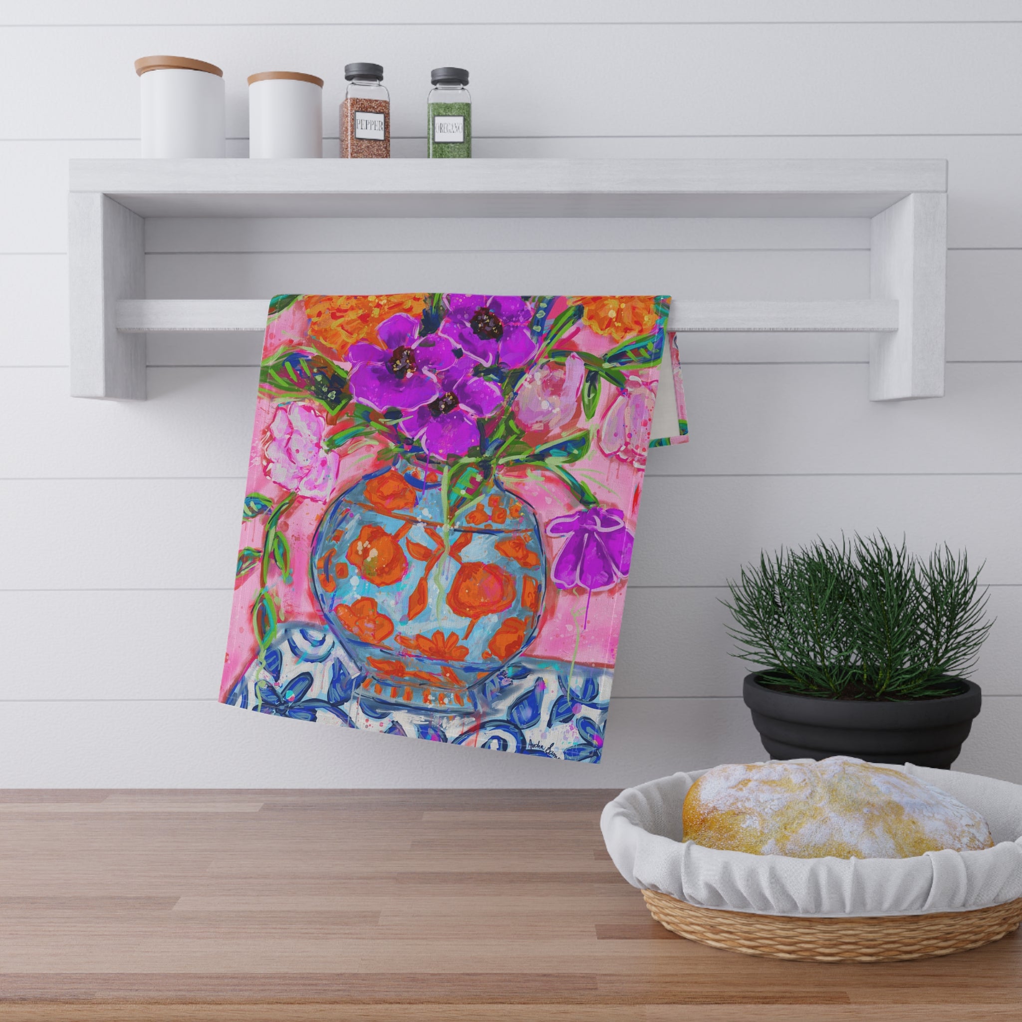 Orange Vase Tea Towel