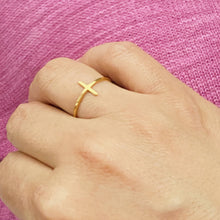 Load image into Gallery viewer, Side Cross Ring: Gold