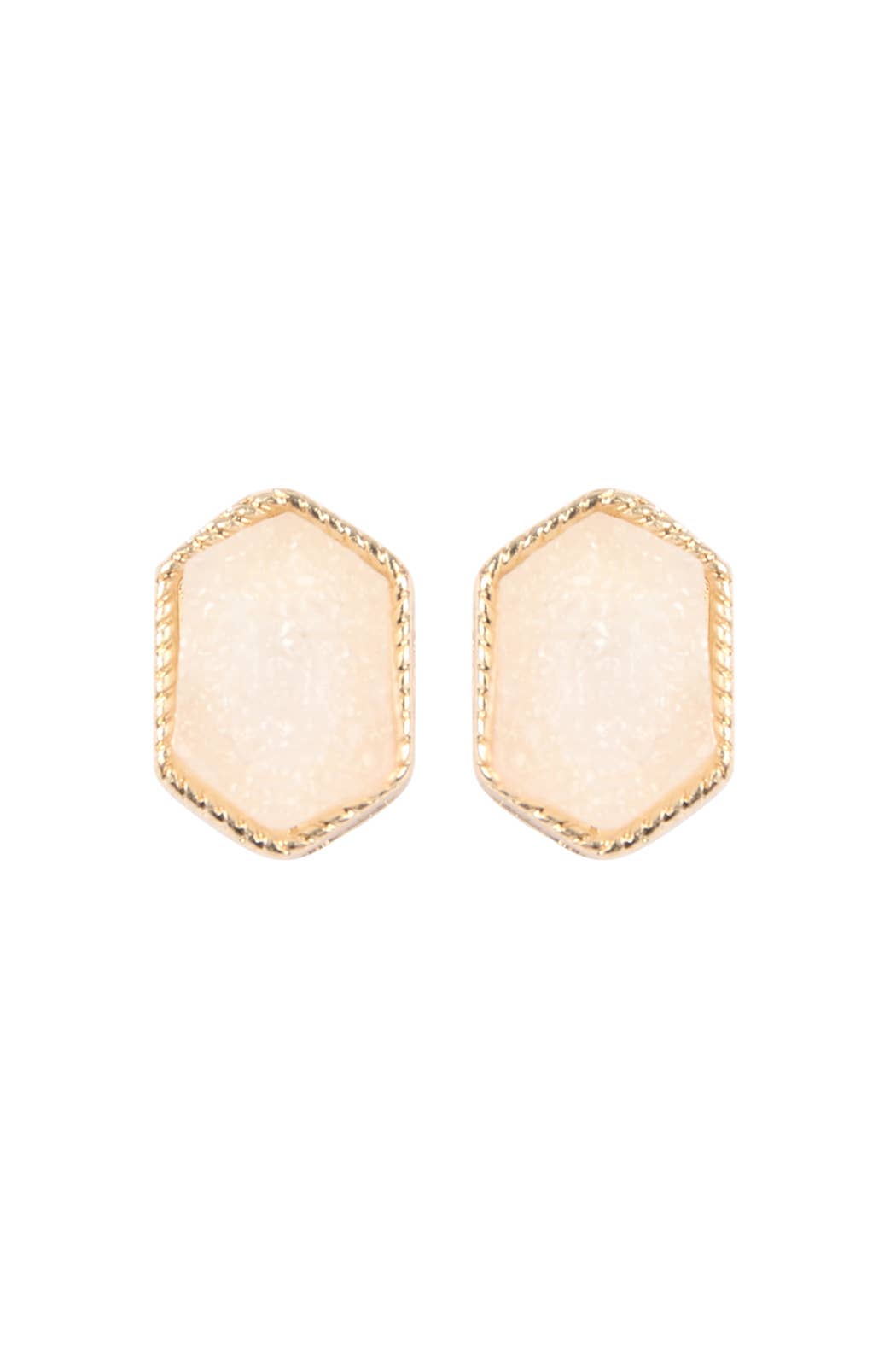 VE2334 - DRUZY HEXAGON POST EARRINGS: GOLD