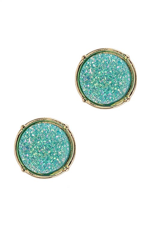 FE1921 - DRUZY ROUND POST EARRINGS: Blue