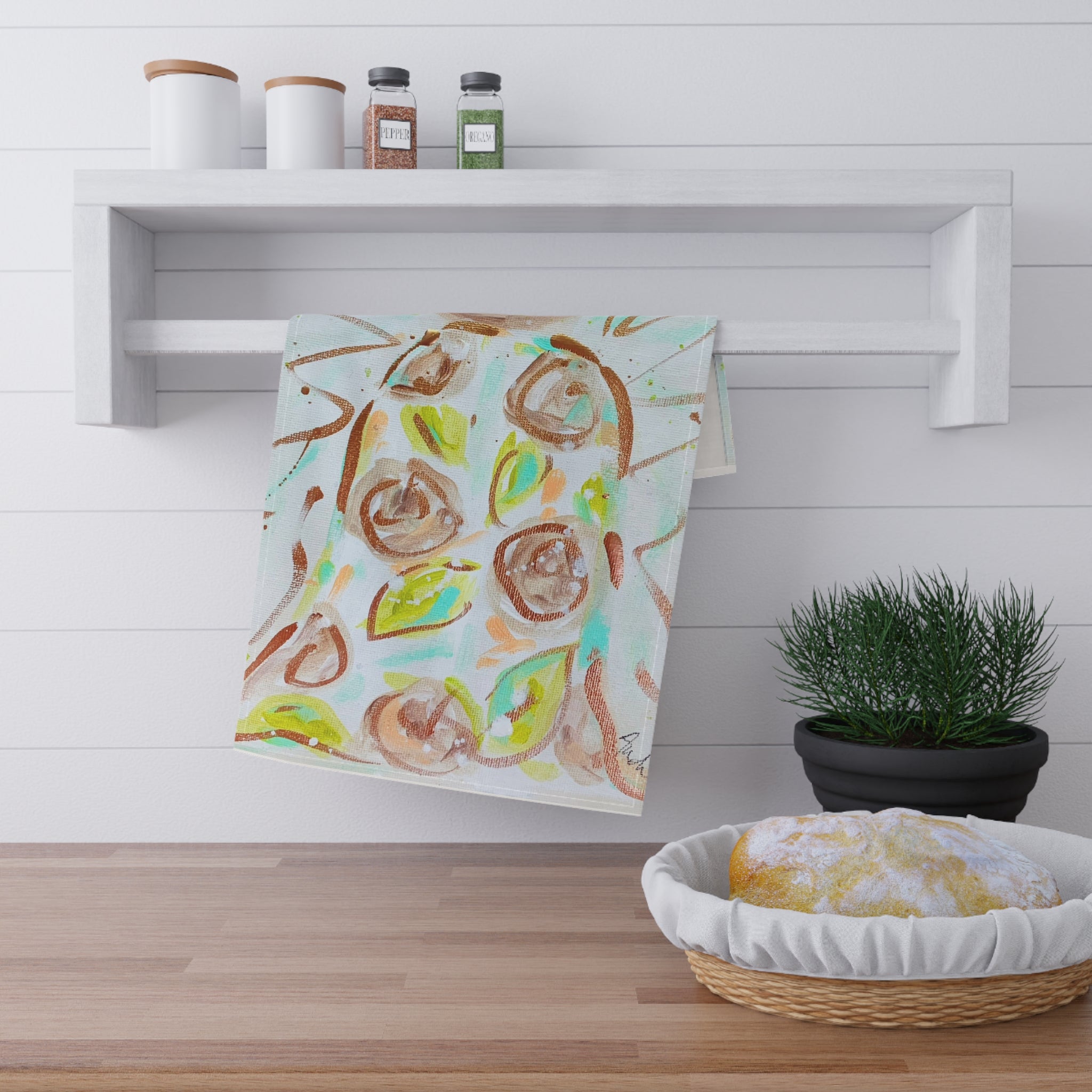 White Roses Anger Tea Towel