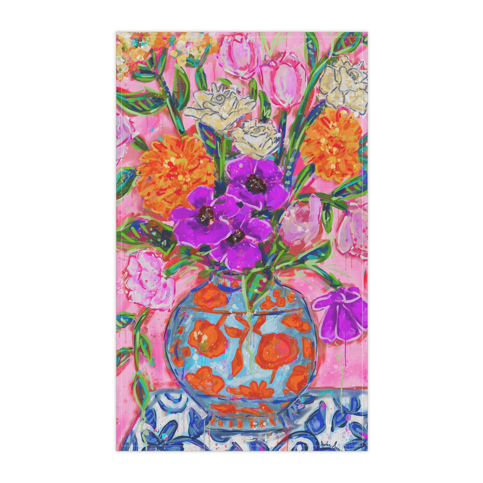 Orange Vase Tea Towel