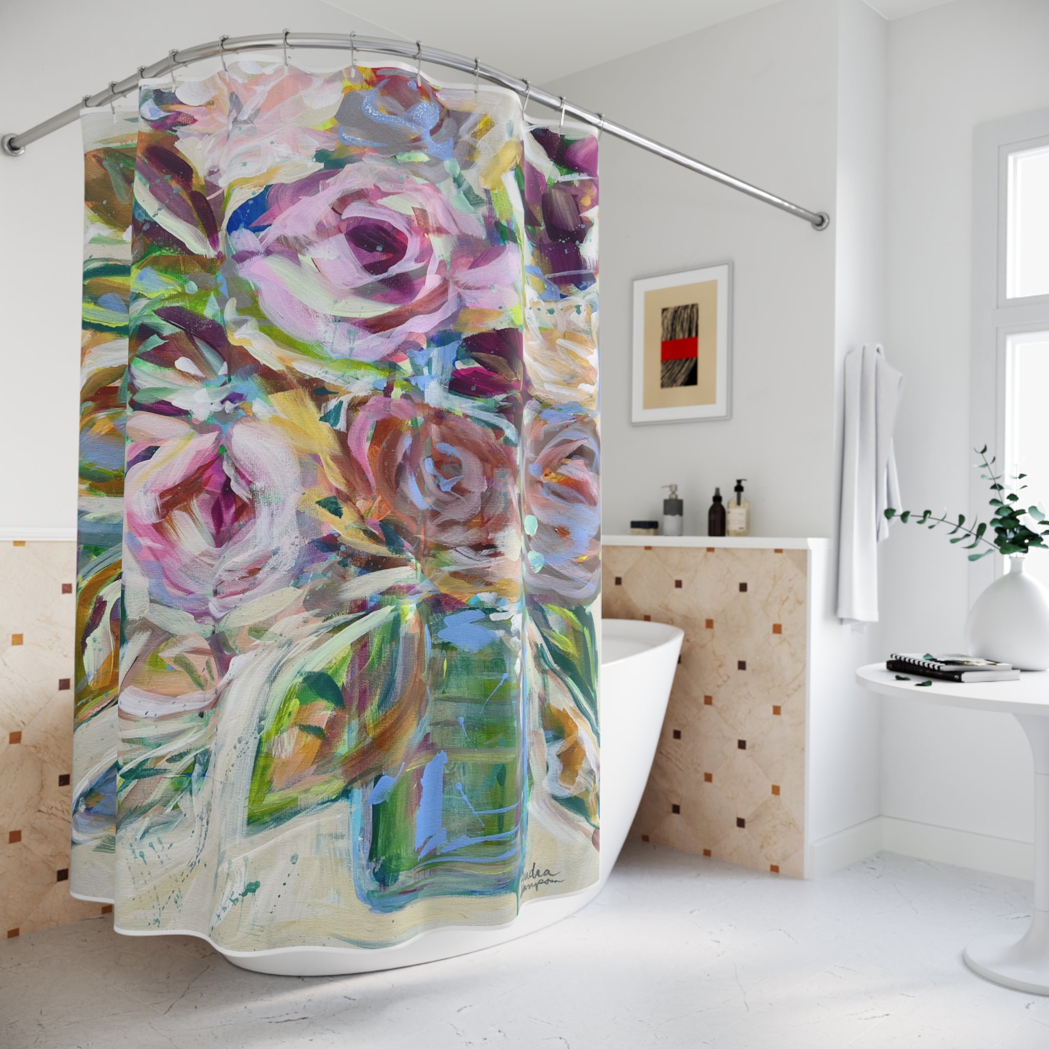 Muted Lavender Floral Shower Curtains