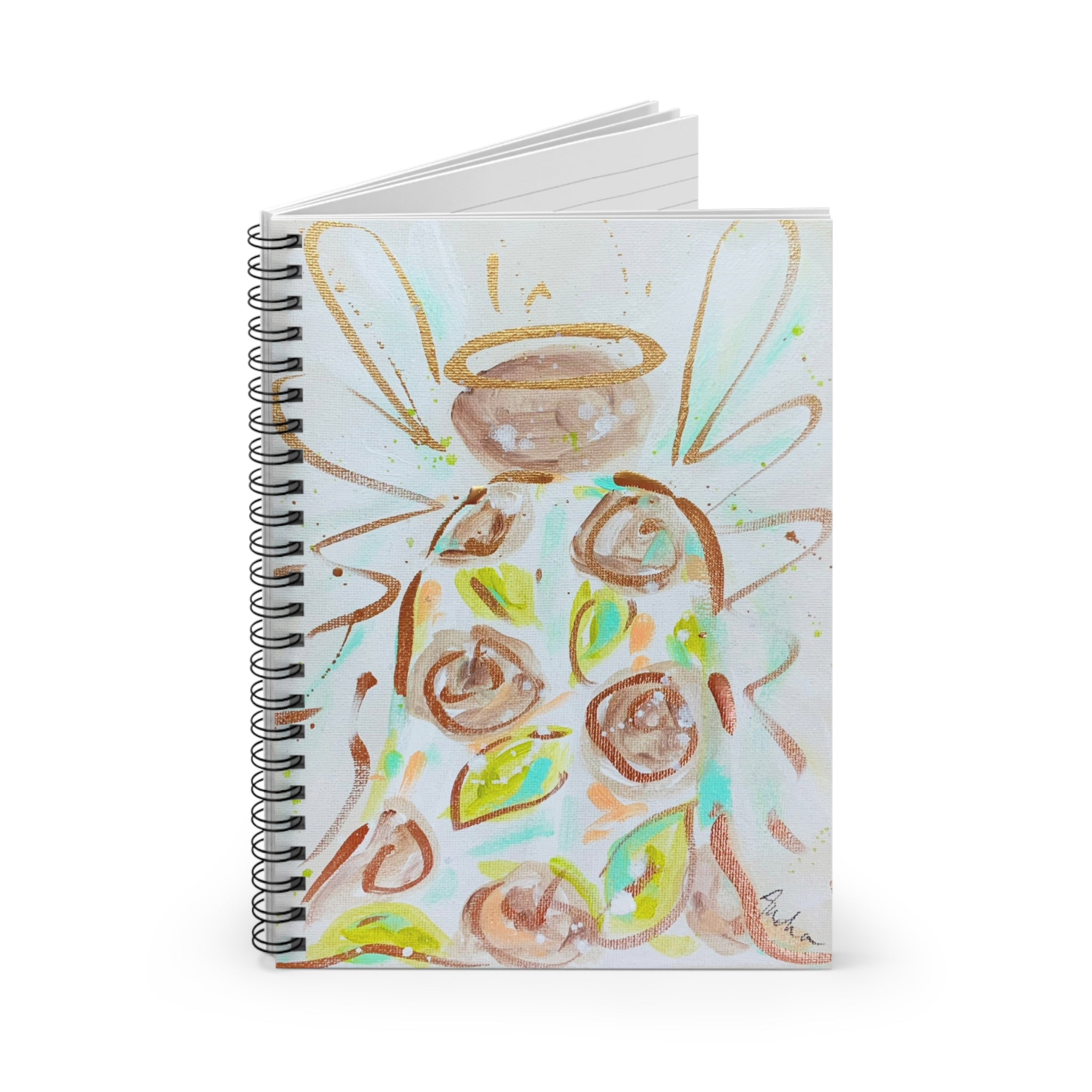 White Rose Angel Spiral Notebook - Ruled Line