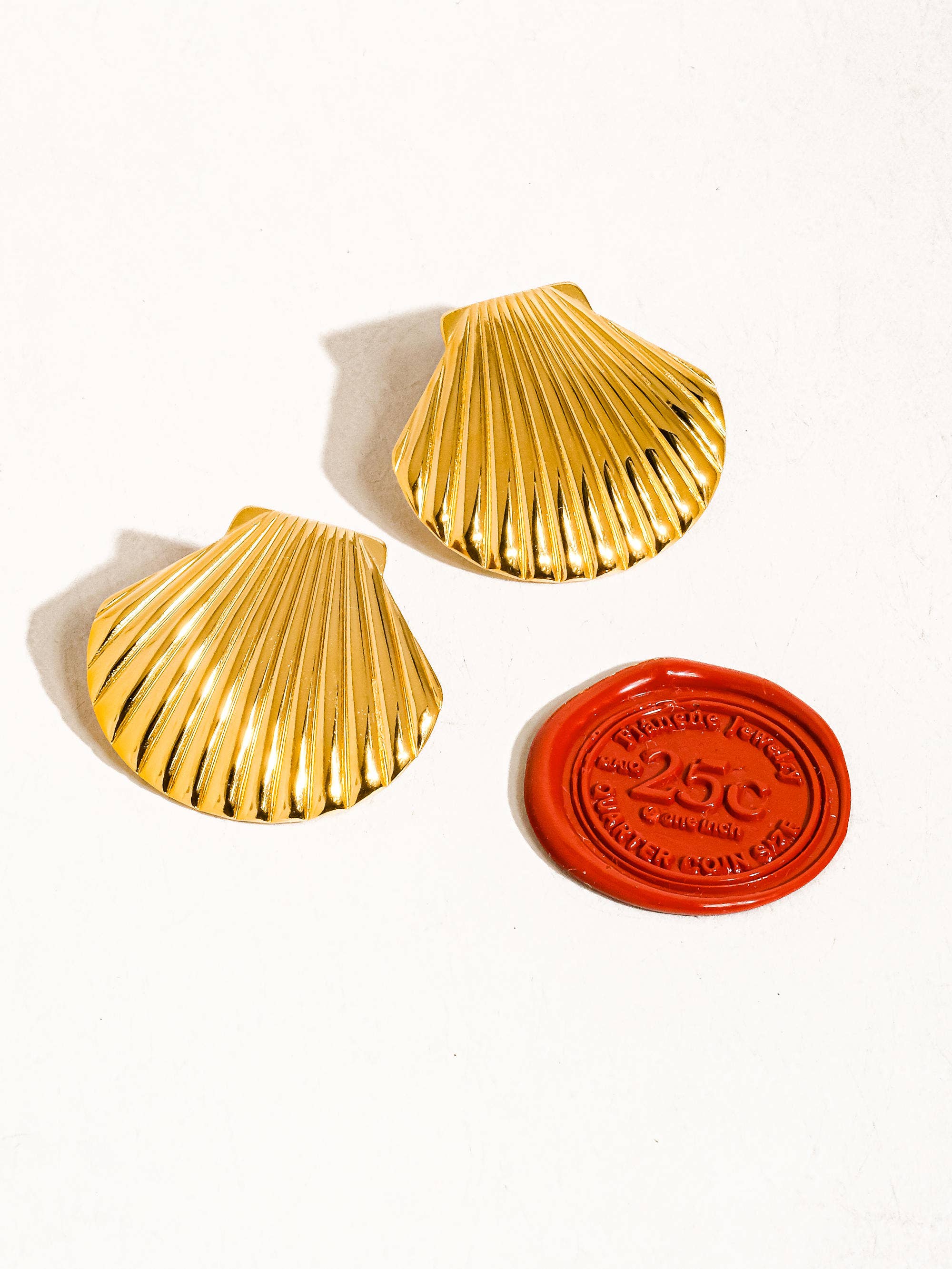 Cece 18K Gold Non-Tarnish Shell Studs: Yellow Gold