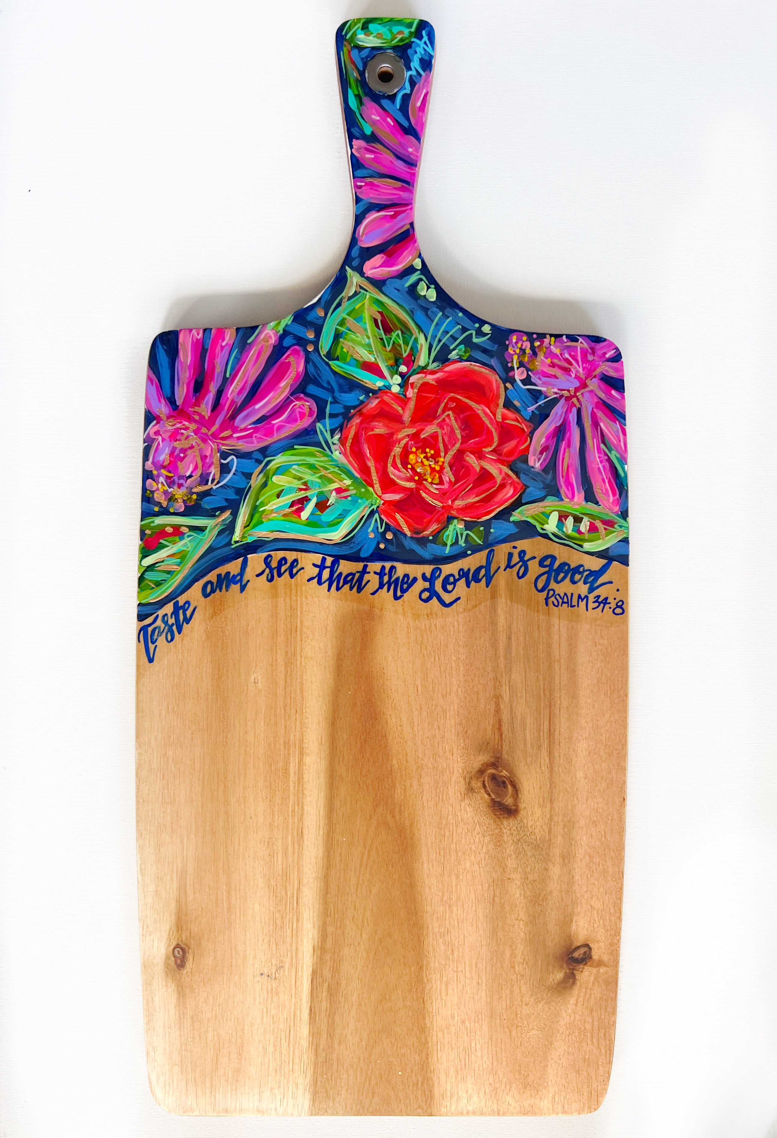 Large Cutting Board - Florals and Psalms Verse