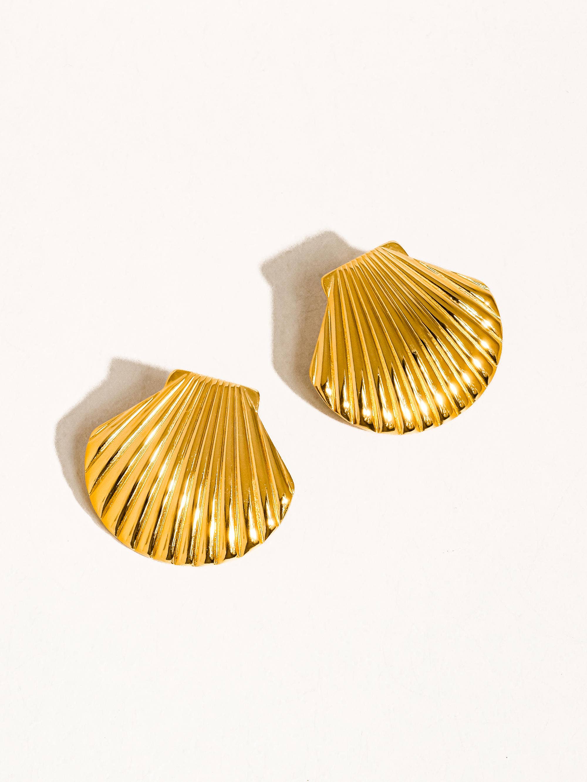 Cece 18K Gold Non-Tarnish Shell Studs: Yellow Gold
