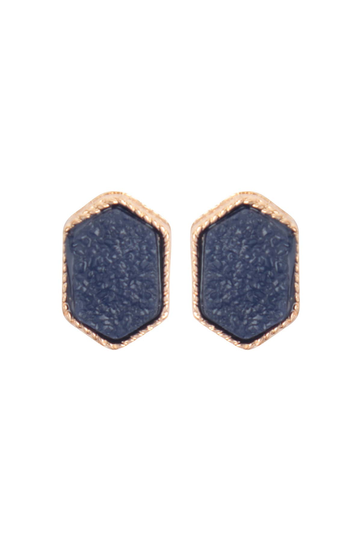 VE2334 - DRUZY HEXAGON POST EARRINGS: IRIDISCENT