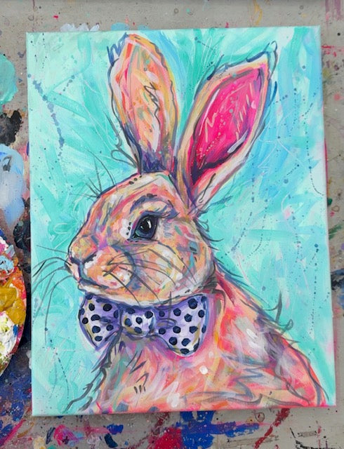 Benny Bunny - Original 11x14" Floral Painting on Canvas