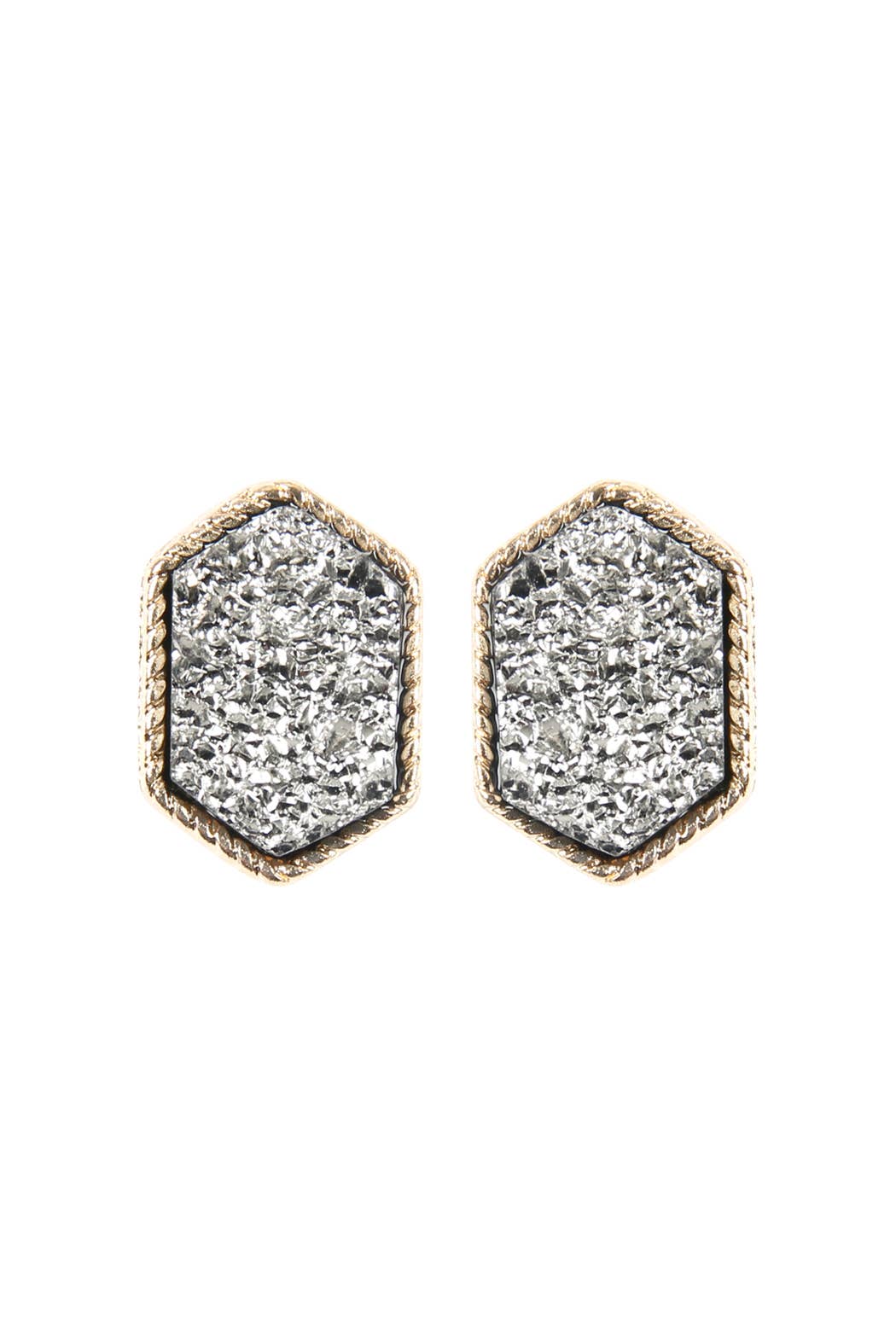 VE2334 - DRUZY HEXAGON POST EARRINGS: CORAL