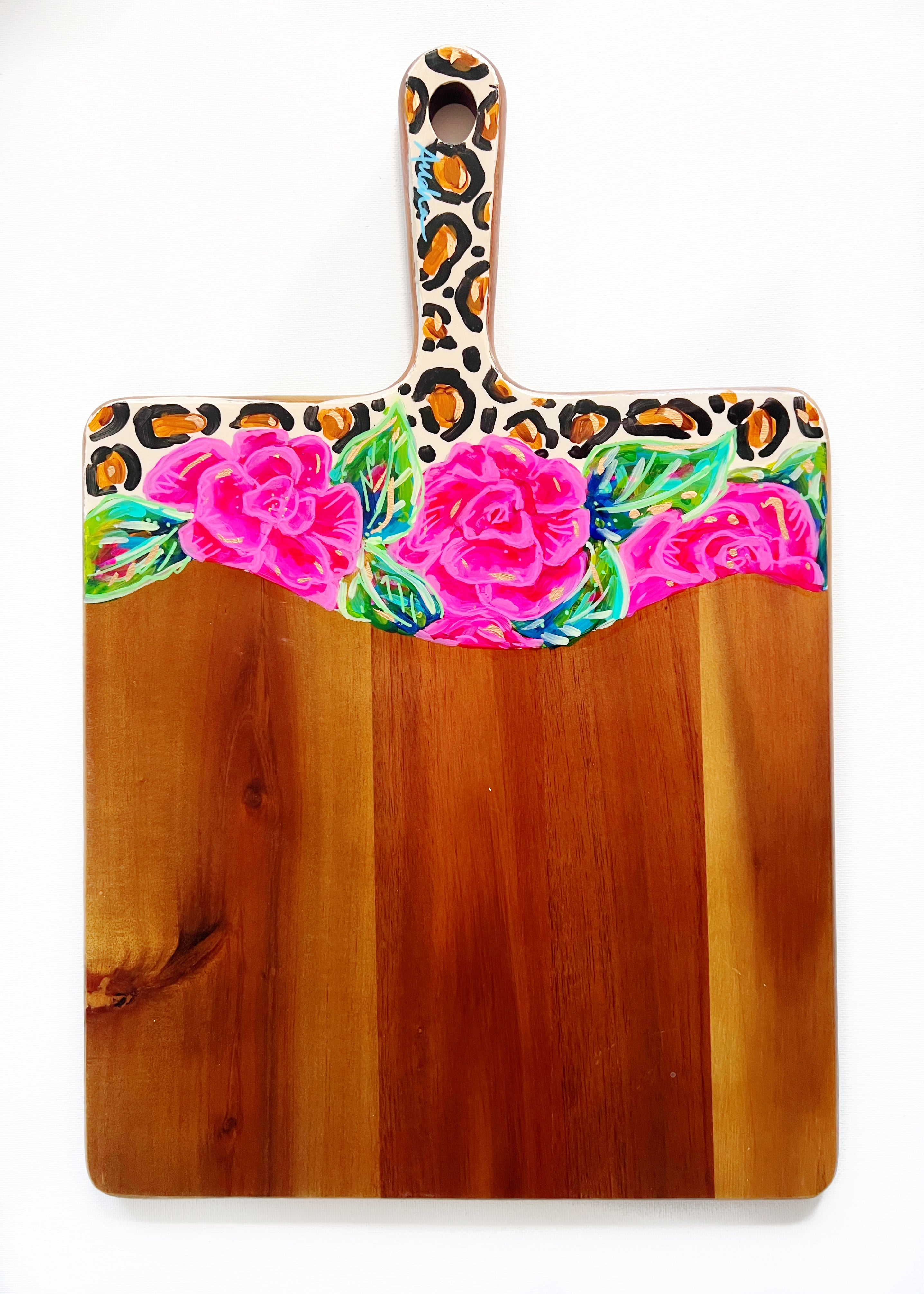 Cutting Board - Roses and Leopard Print