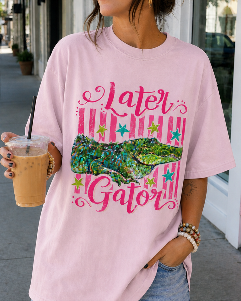 Later Gator T-Shirt | Colorful Alligator Graphic Tee