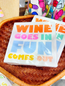 Funny Cocktail Napkins | Wine Goes In Fun Comes Out - 20ct