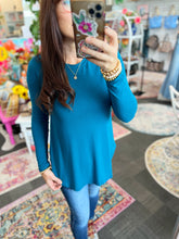 Load image into Gallery viewer, Long Sleeve Round Neck Round Hem Top - Teal