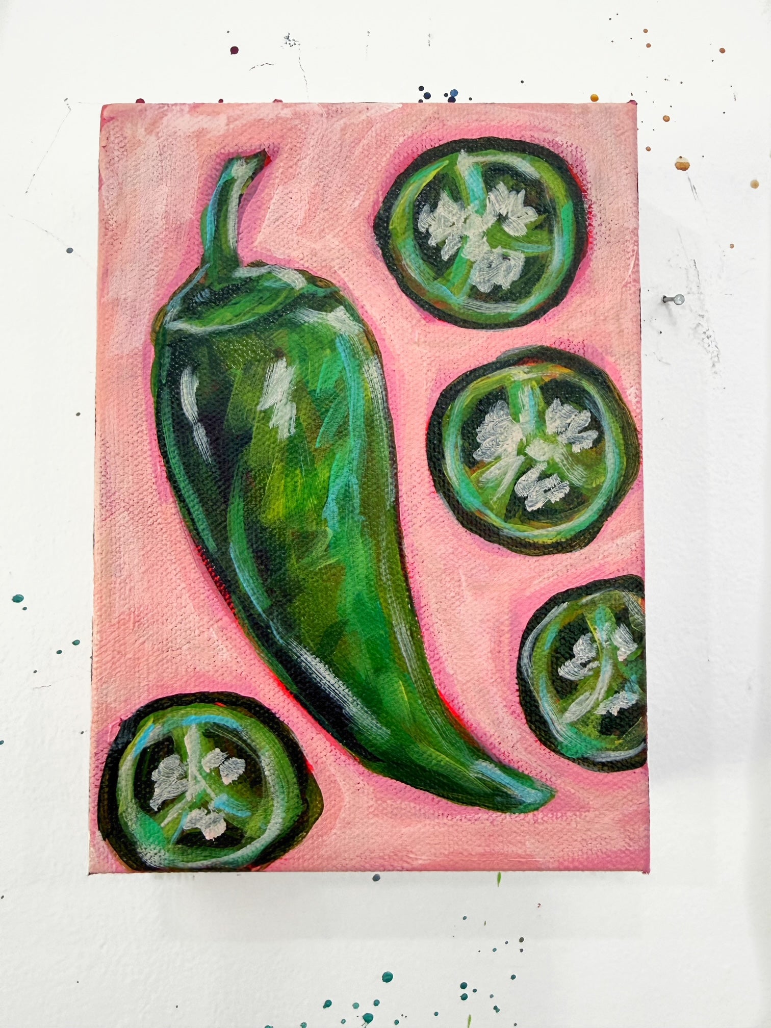 Jalapeno Pepper Original Painting | Whimsical Home Decor Art