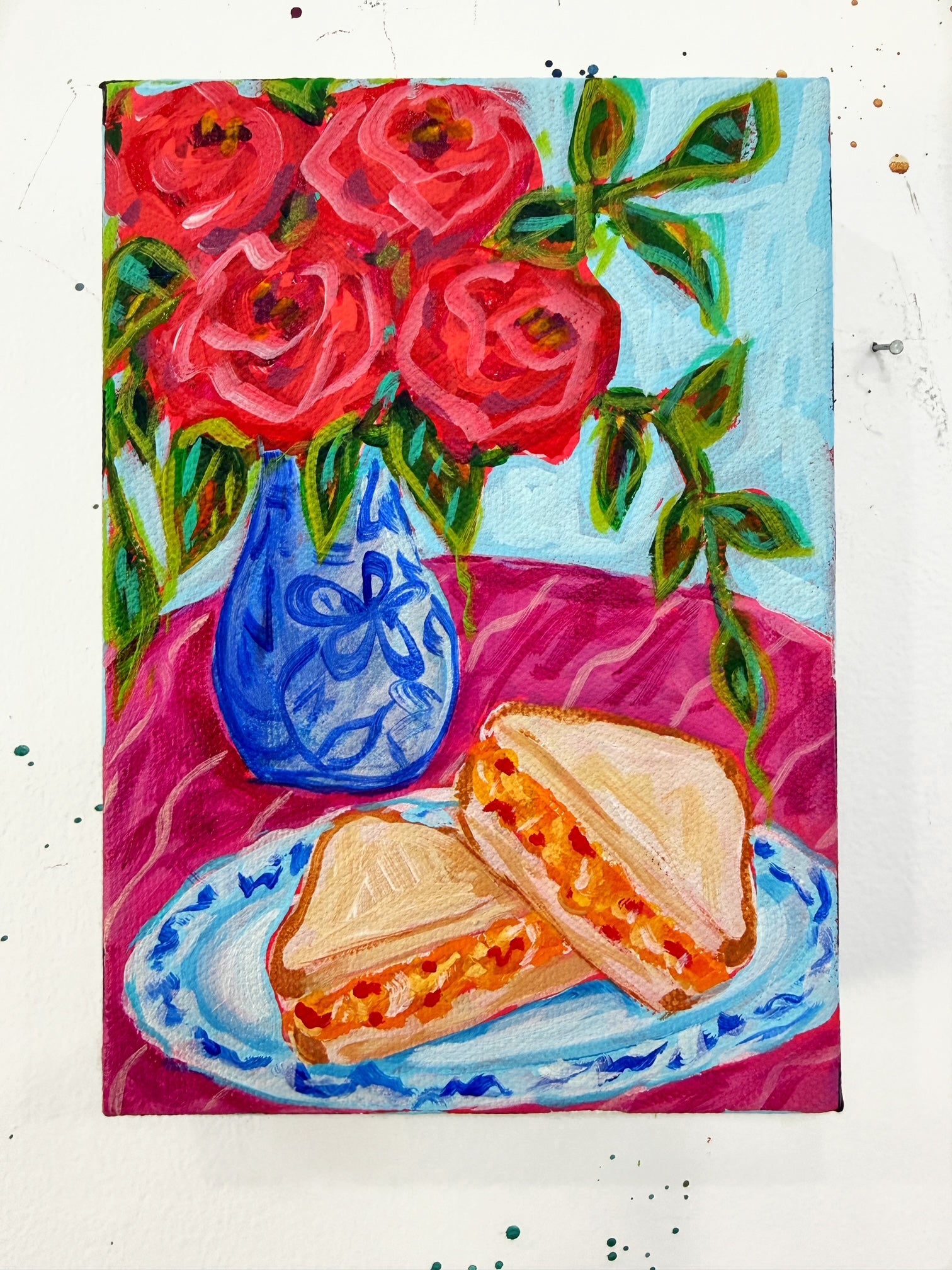 Pimento Cheese Sandwich Original Painting | Whimsical Home Decor Art