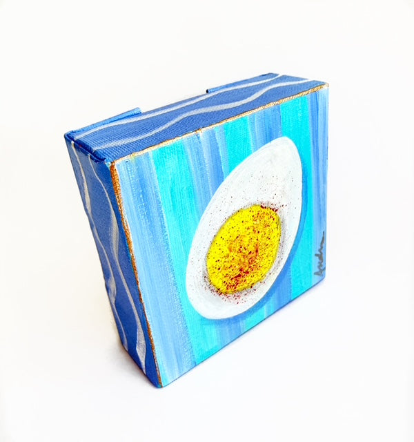 Hand Painted Original Deviled Egg 4"x4" Canvas