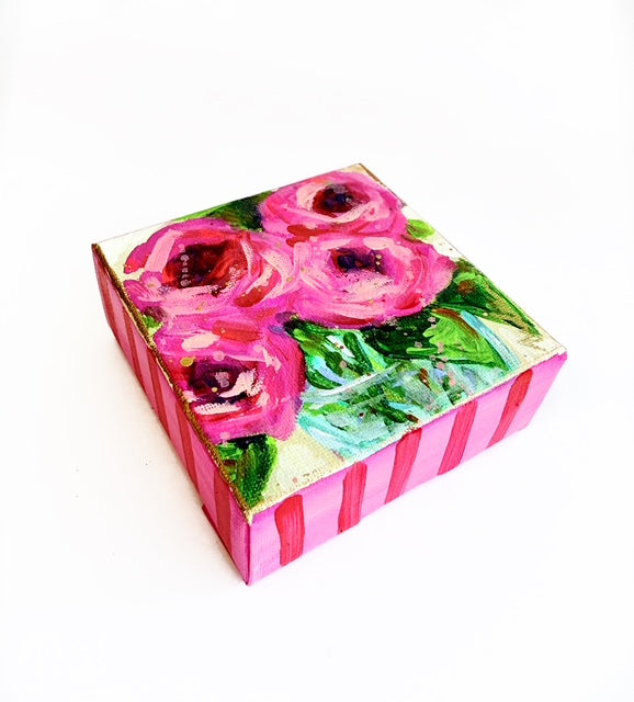 Hand Painted Original Floral Bouquet 4"x4" Canvas