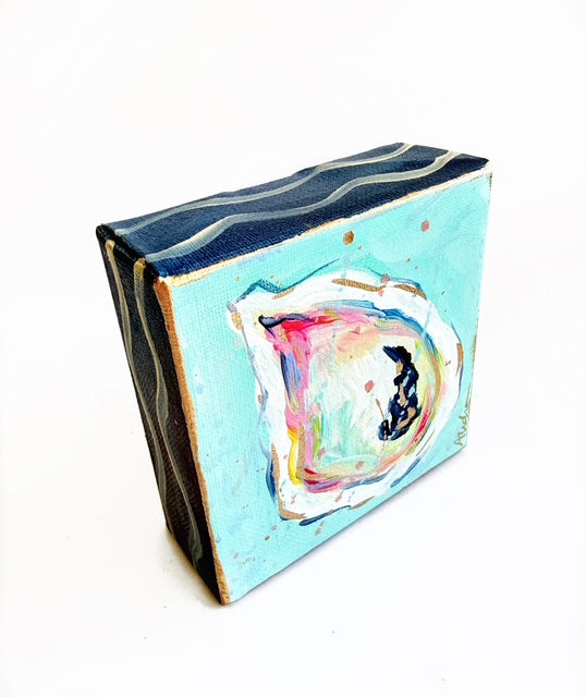 Hand Painted Original Oyster Shell 4"x4" Canvas