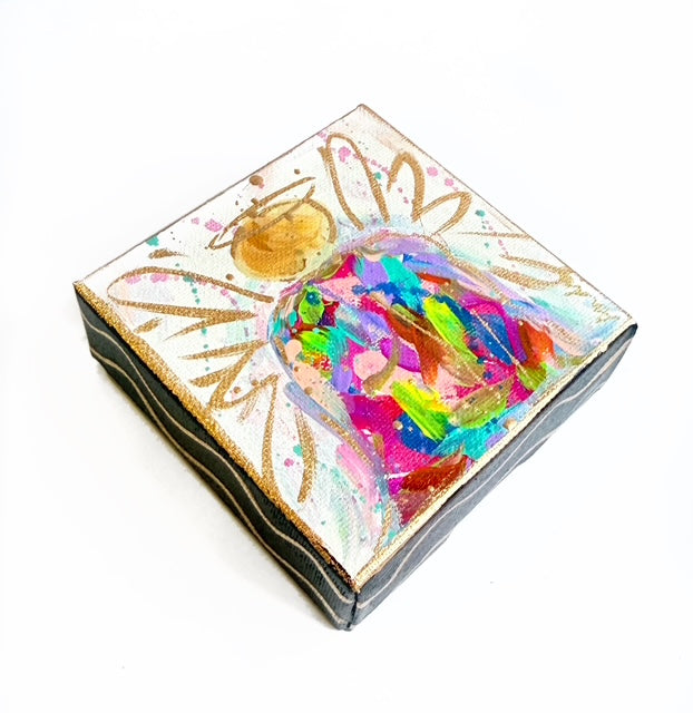 Hand Painted Original Colorful Abstract Angel 4"x4" Canvas