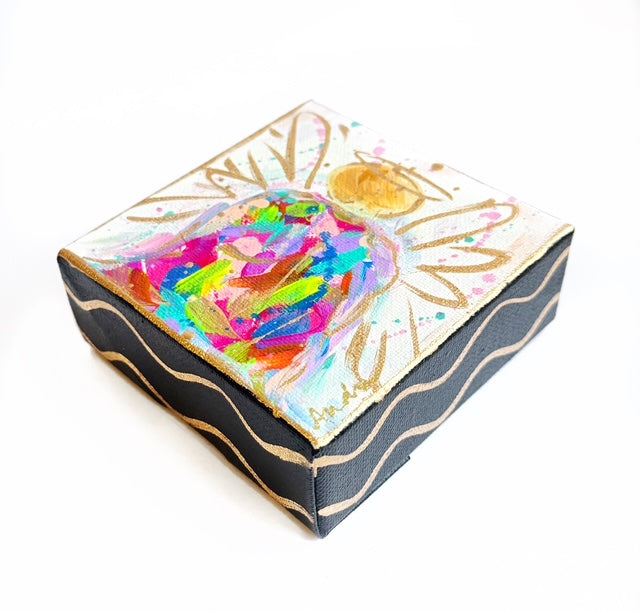 Hand Painted Original Colorful Abstract Angel 4"x4" Canvas