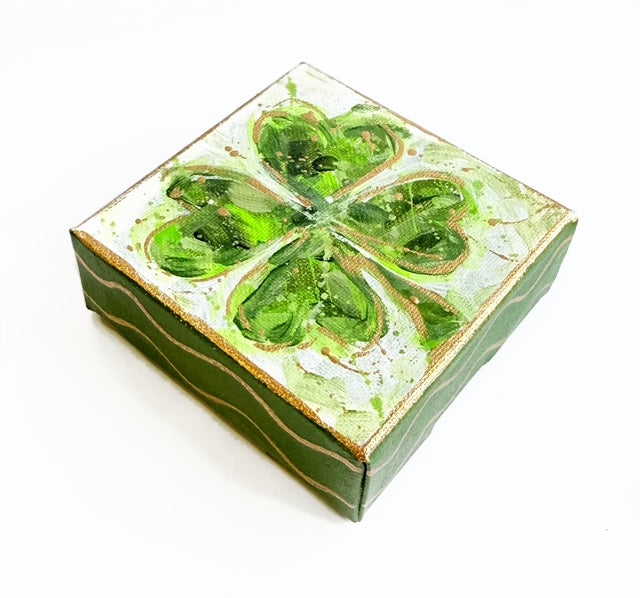 Hand Painted Original Shamrock 4"x4" Canvas