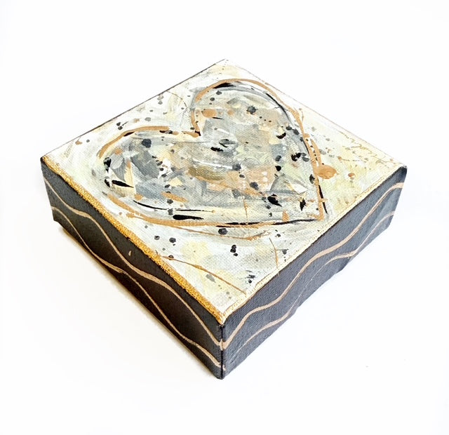 Hand Painted Original Heart 4"x4" Canvas - Valentine's Day Painting Gift