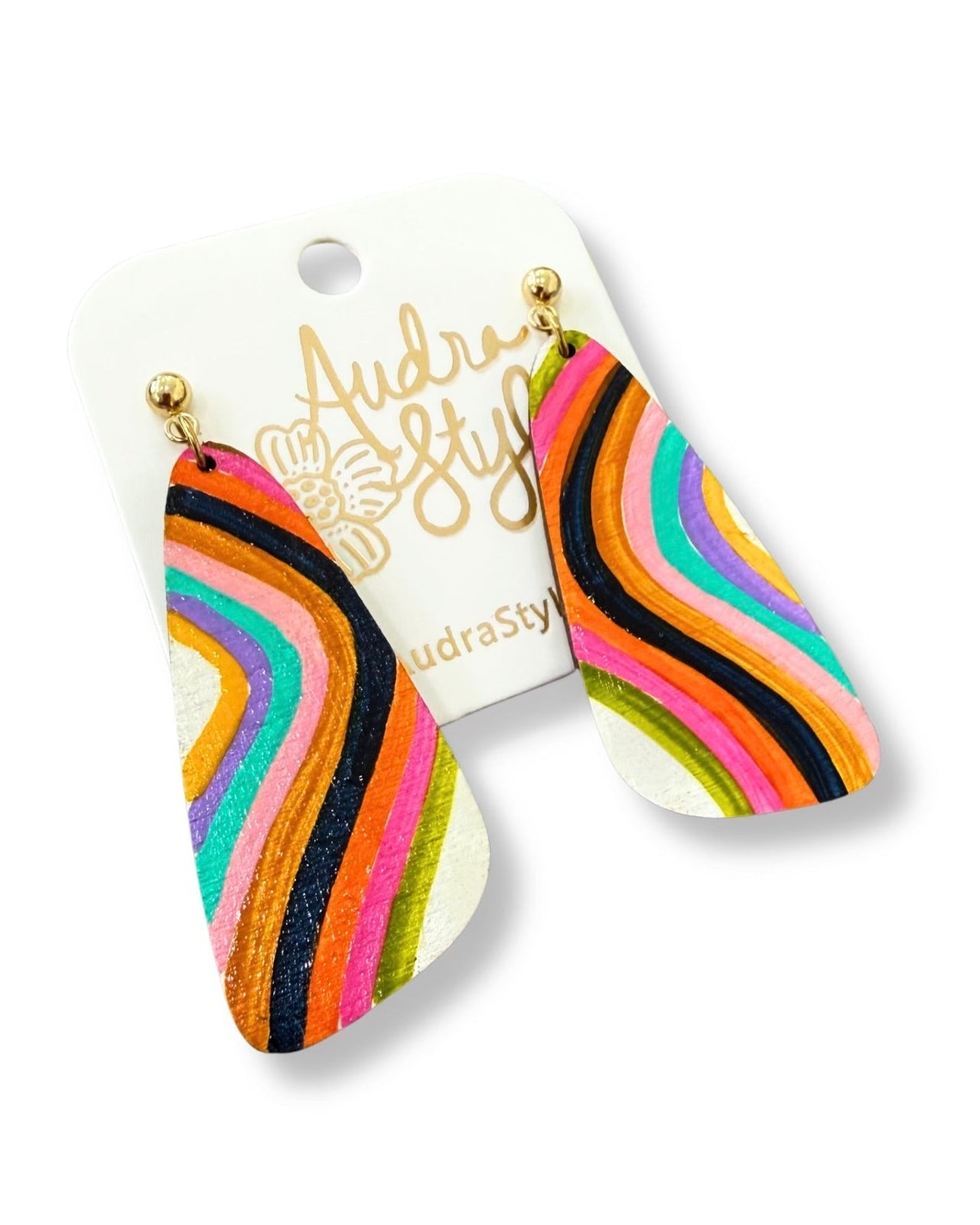 Hand Painted Retro Wavy Stripe Earring