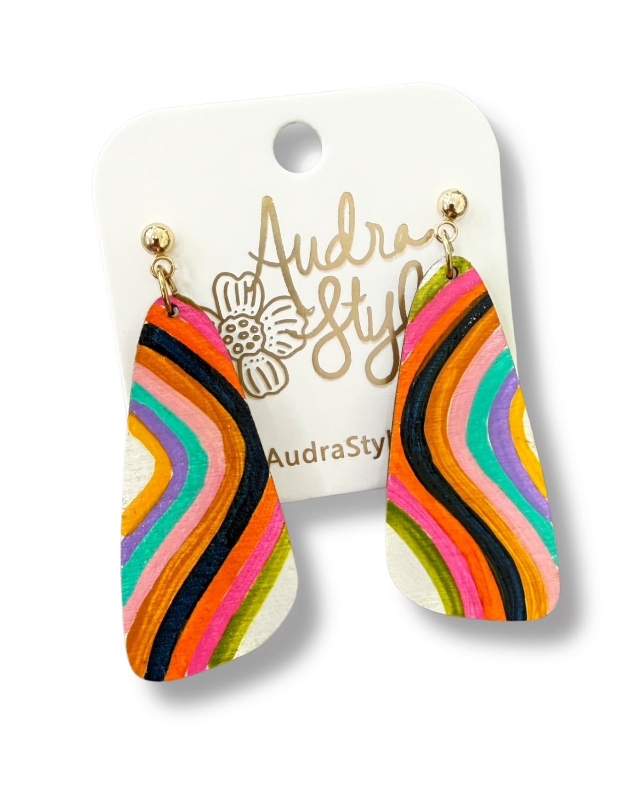 Hand Painted Retro Wavy Stripe Earring