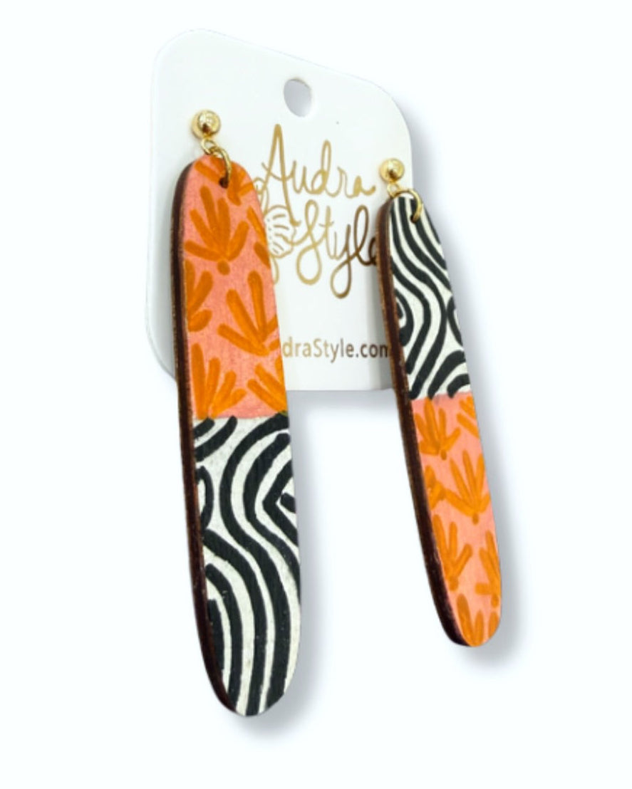 Hand Painted Retro Pattern Mixed Earring