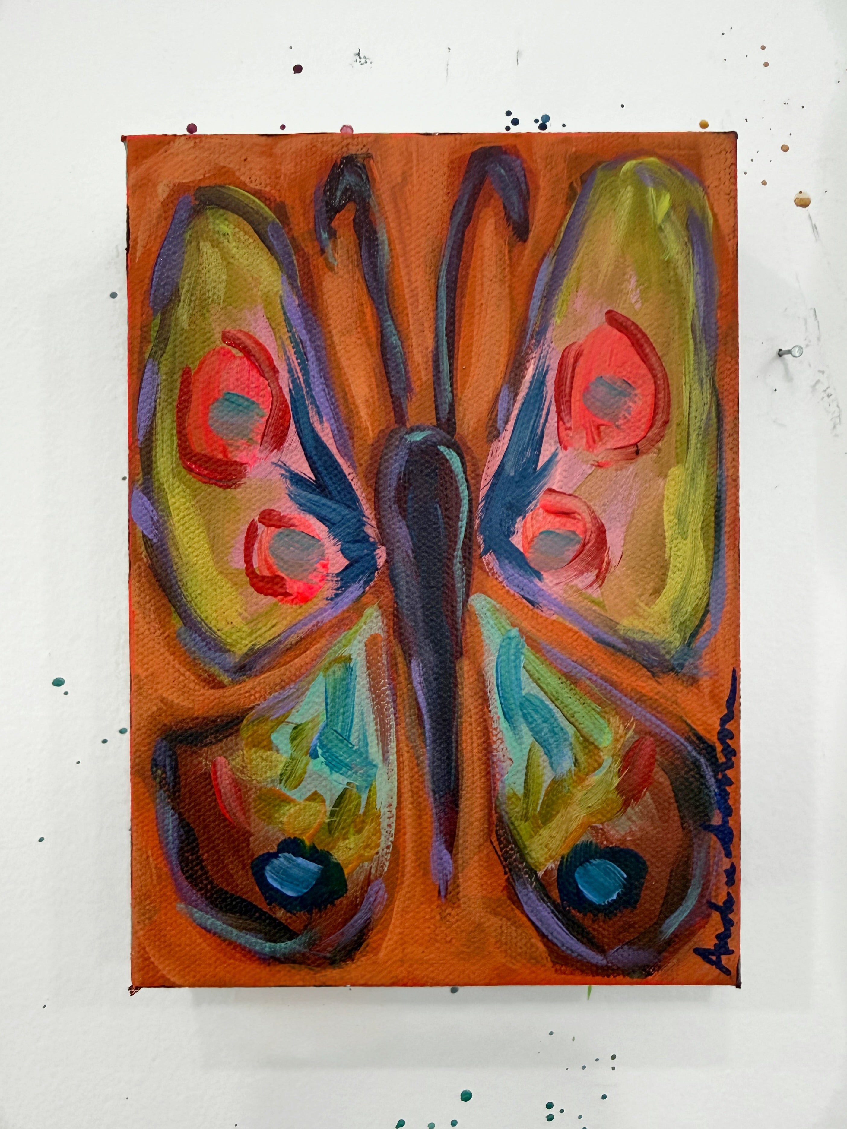Butterfly No. 2 Original Butterfly 5x7 Painting on Canvas