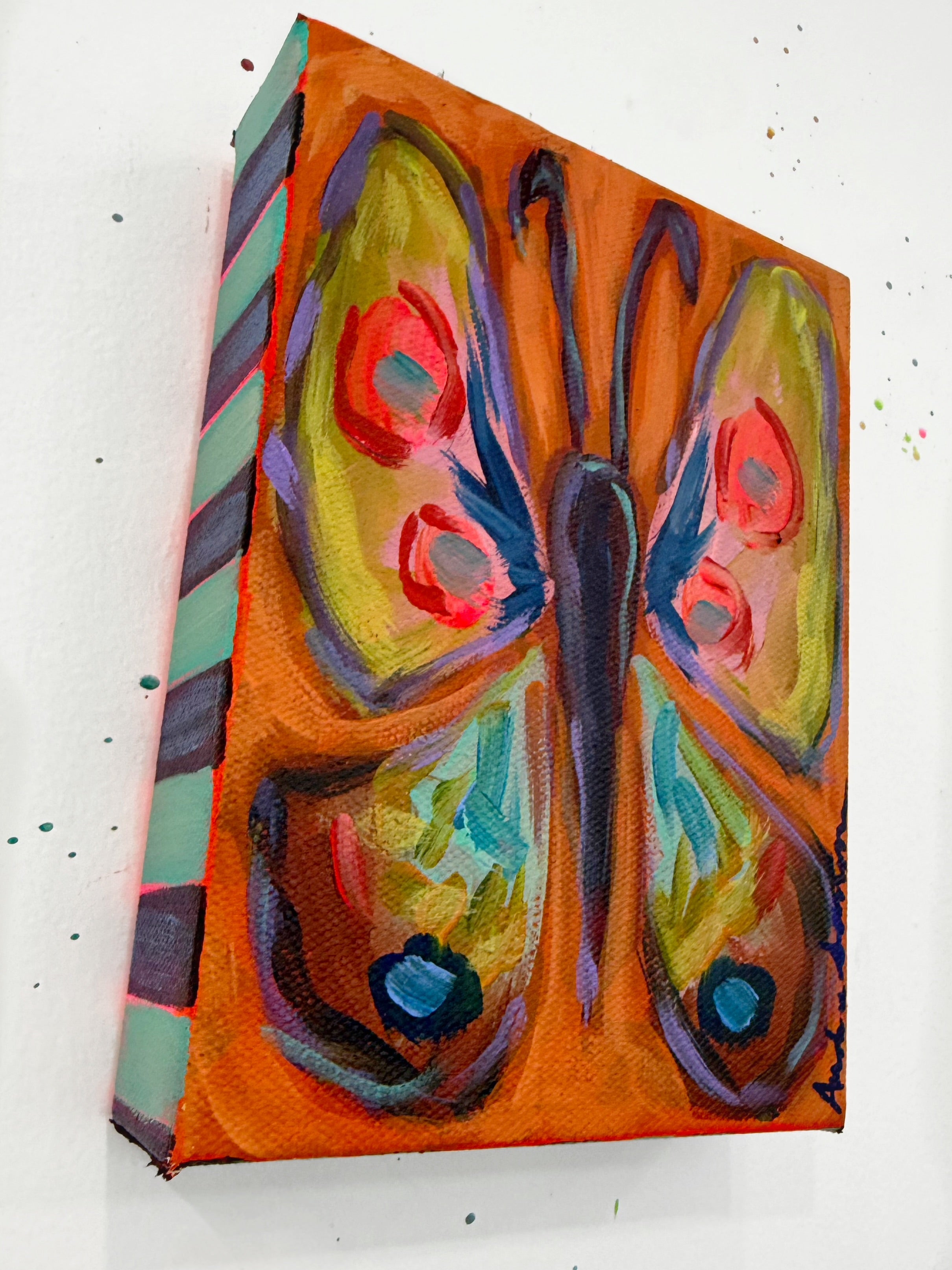 Butterfly No. 2 Original Butterfly 5x7 Painting on Canvas